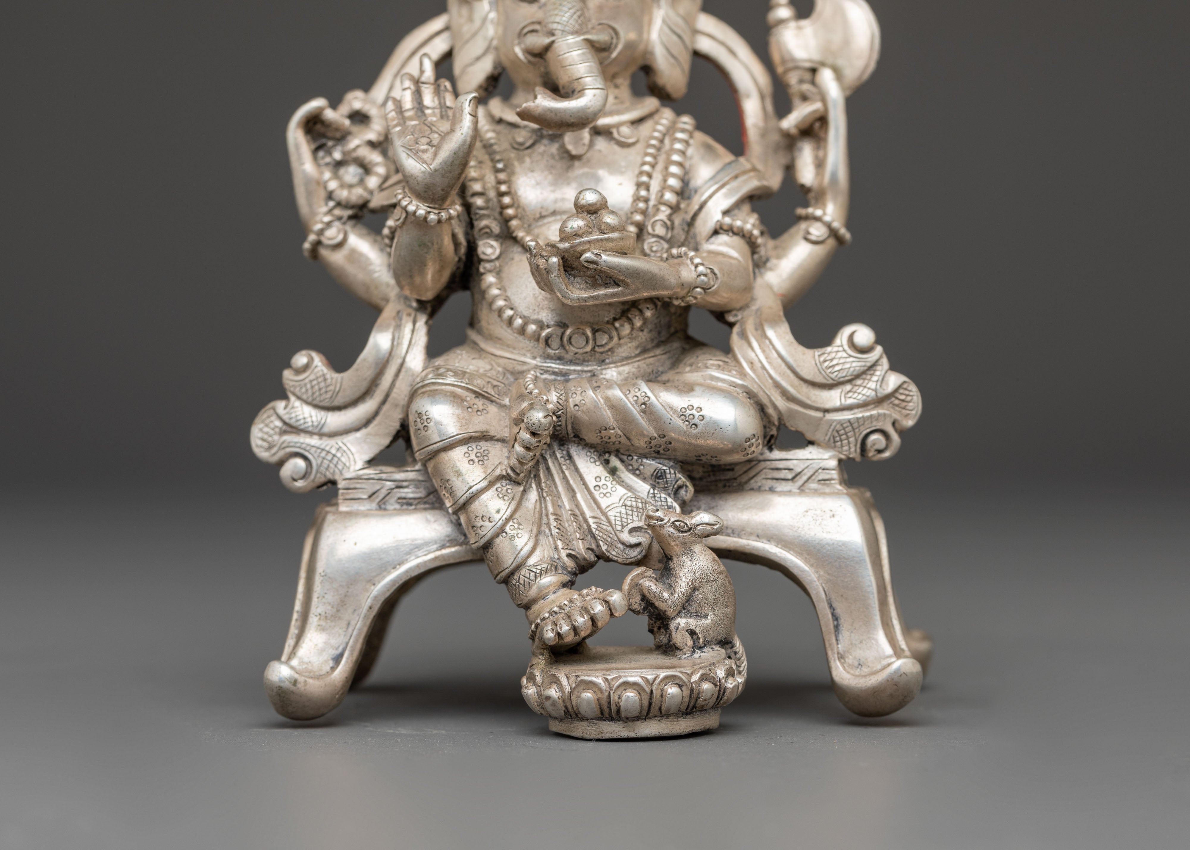 Silver Hindu Deity Ganesh Figurine | Elephant Headed Deity