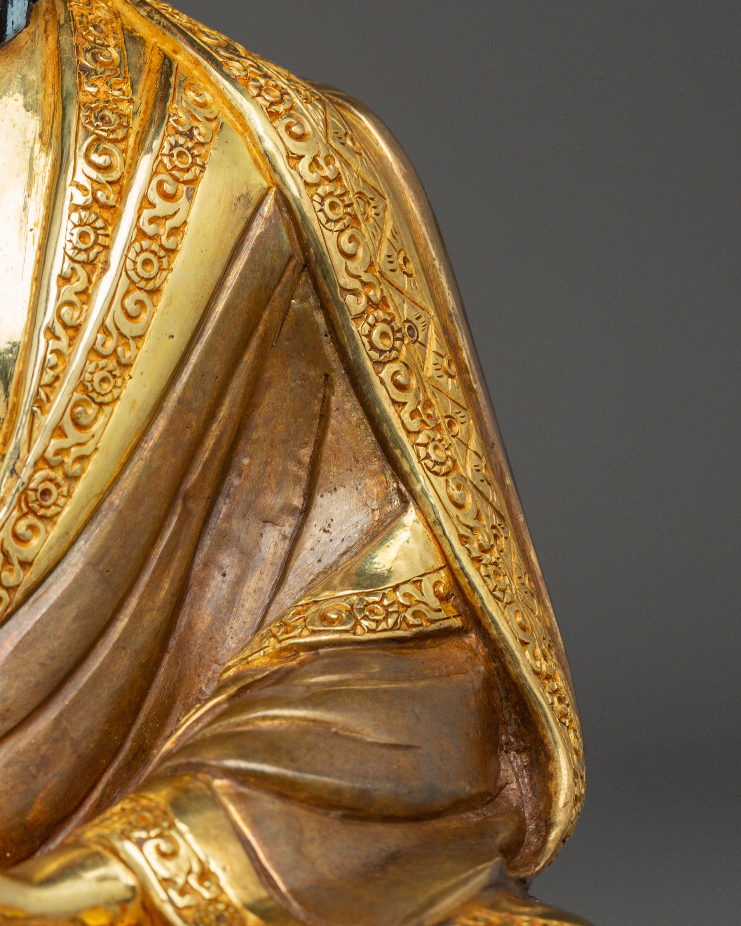 Tibetan Master Zabdrung Rinpoche - 24K Gold Gilded Statue
