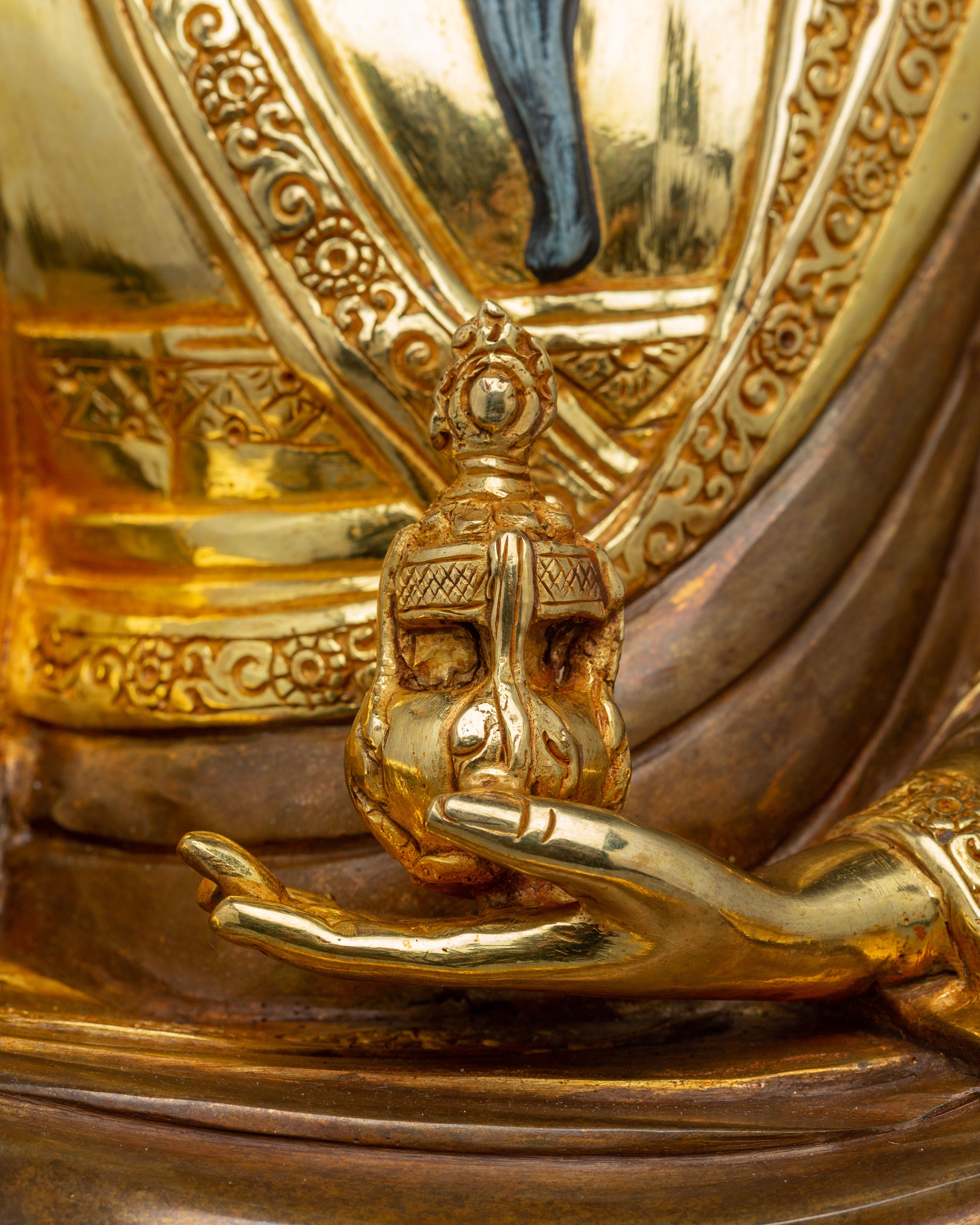 Tibetan Master Zabdrung Rinpoche - 24K Gold Gilded Statue