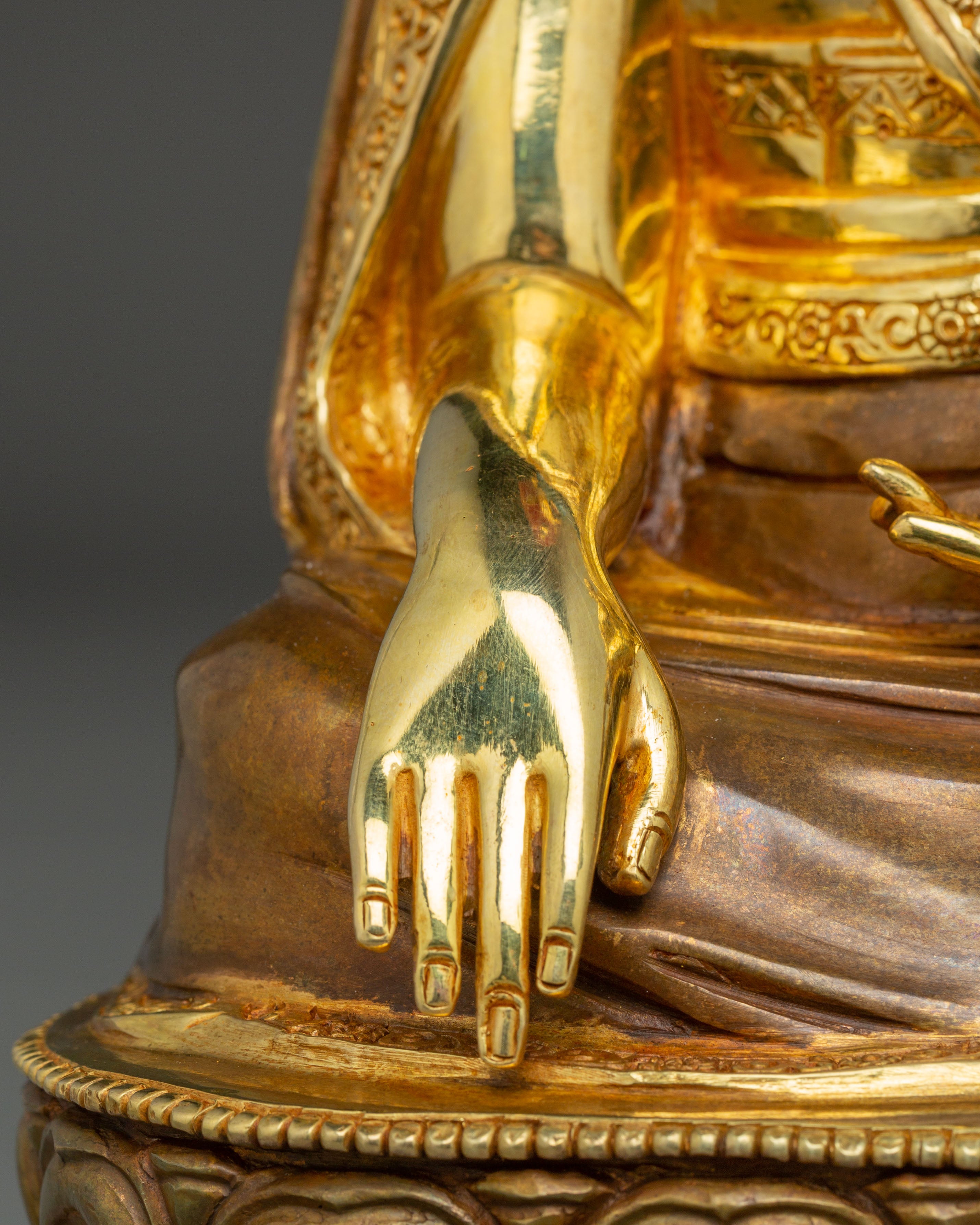 Tibetan Master Zabdrung Rinpoche - 24K Gold Gilded Statue