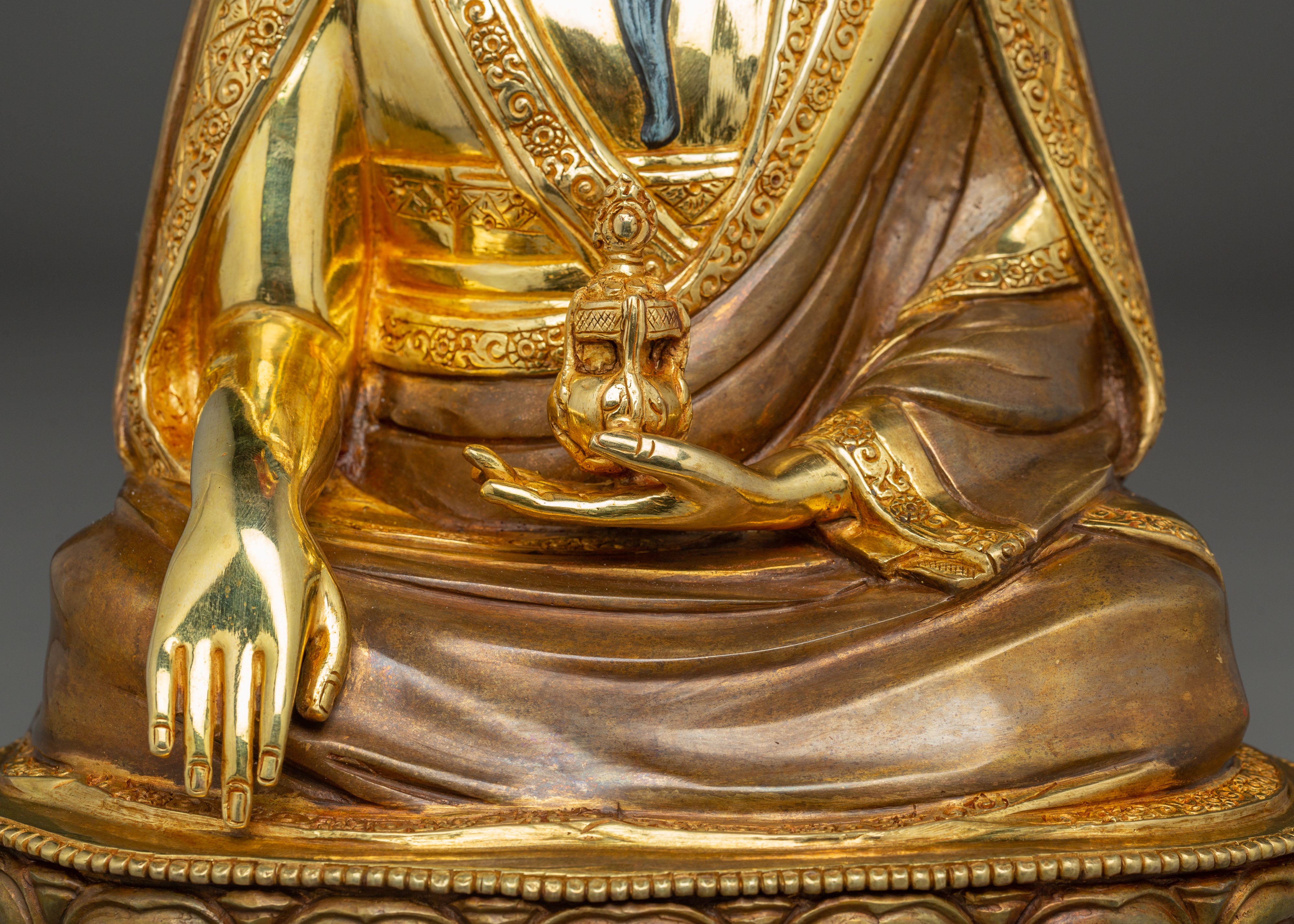 Tibetan Master Zabdrung Rinpoche - 24K Gold Gilded Statue