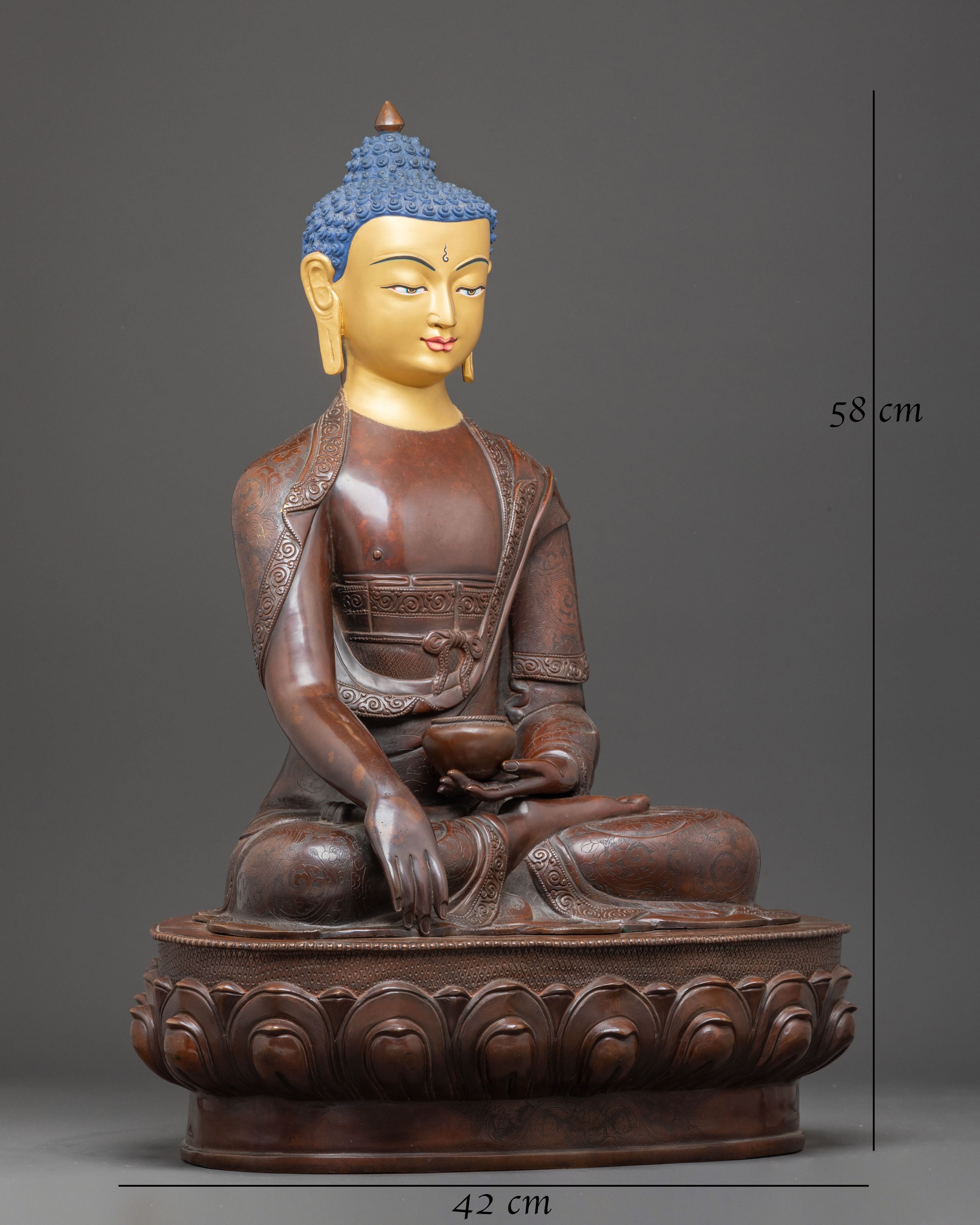 Handmade Tibetan Golden Shakyamuni Buddha Figurine
