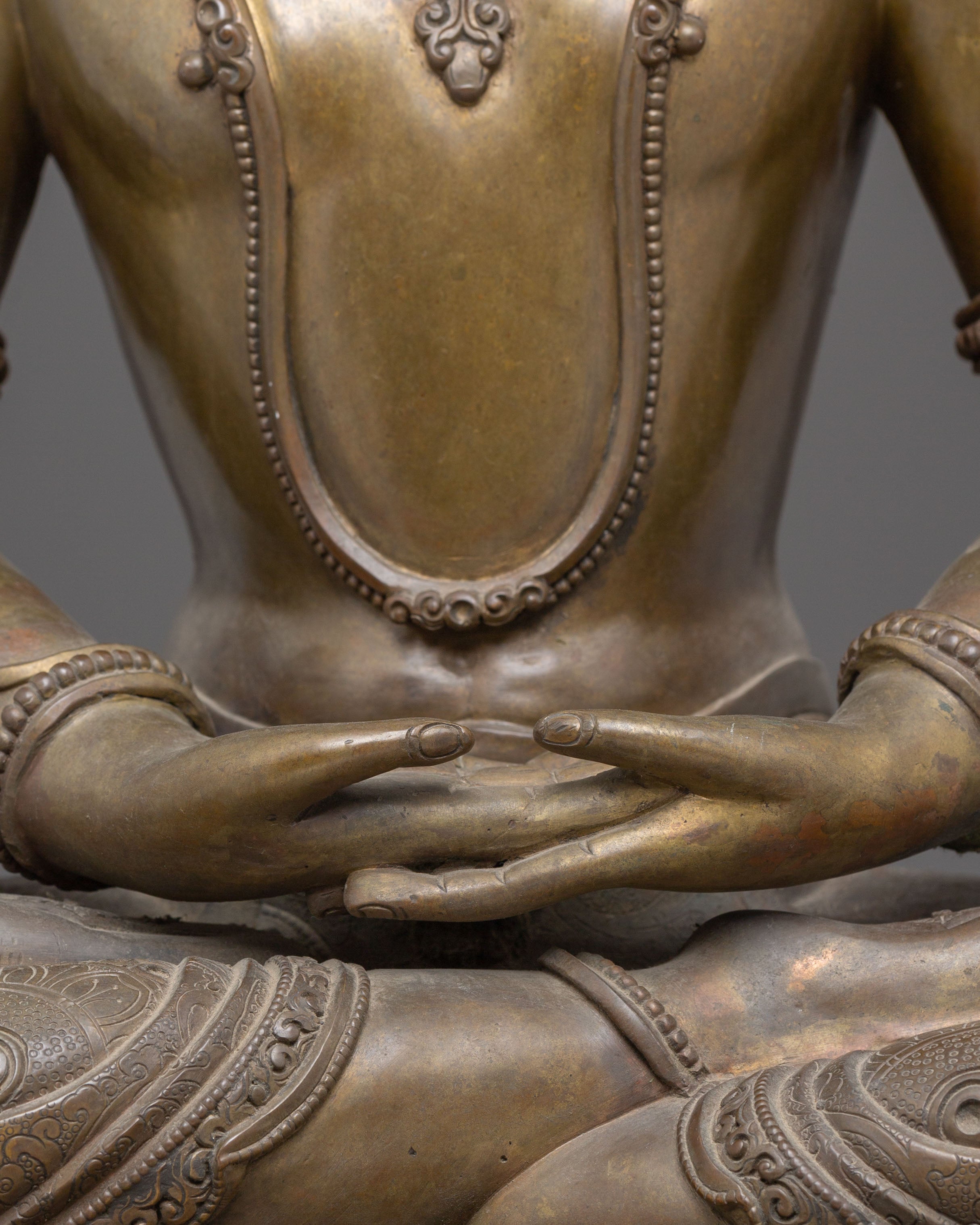 Statue of Amitabha Buddha: Copper Handmade Statue