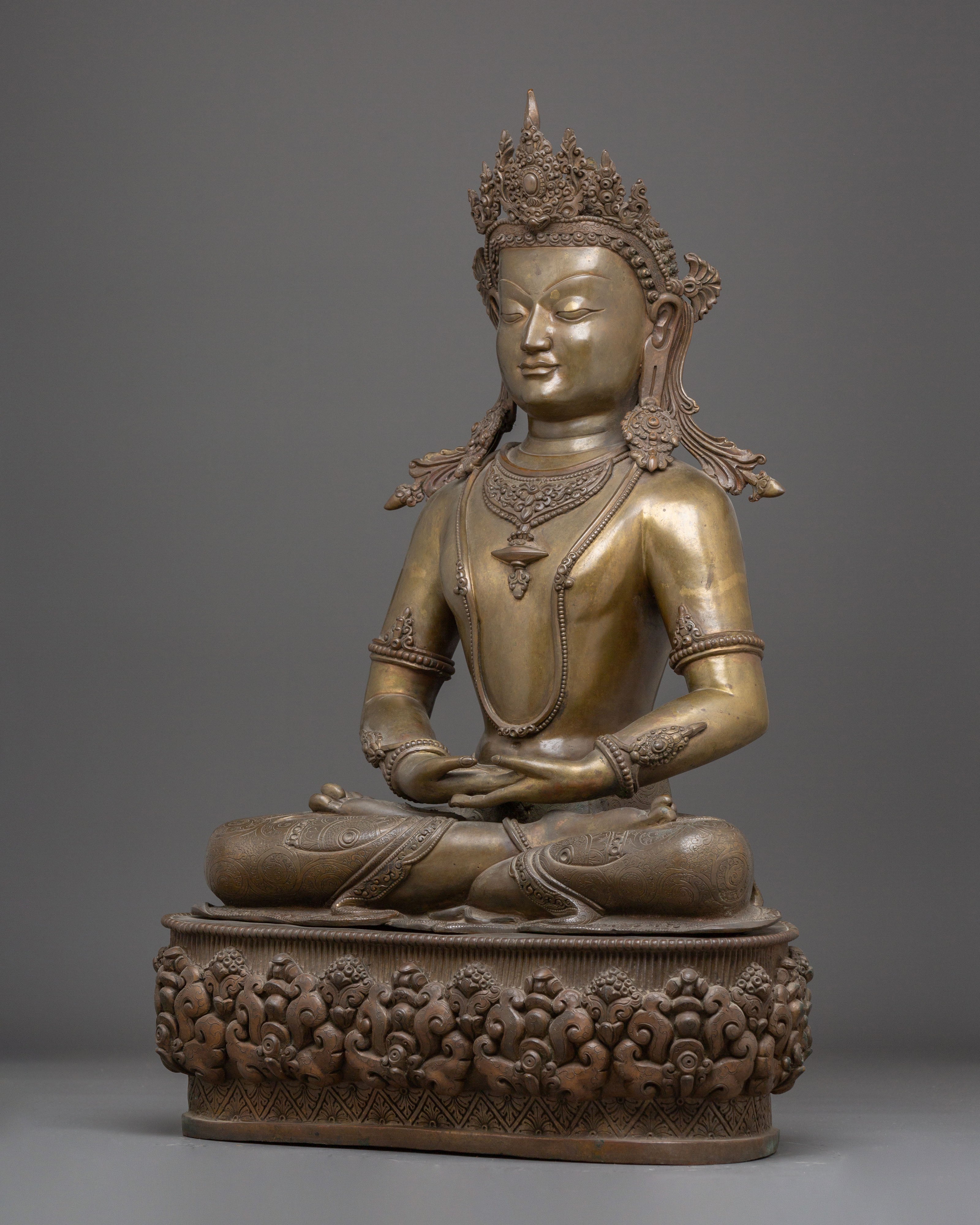 Statue of Amitabha Buddha: Copper Handmade Statue