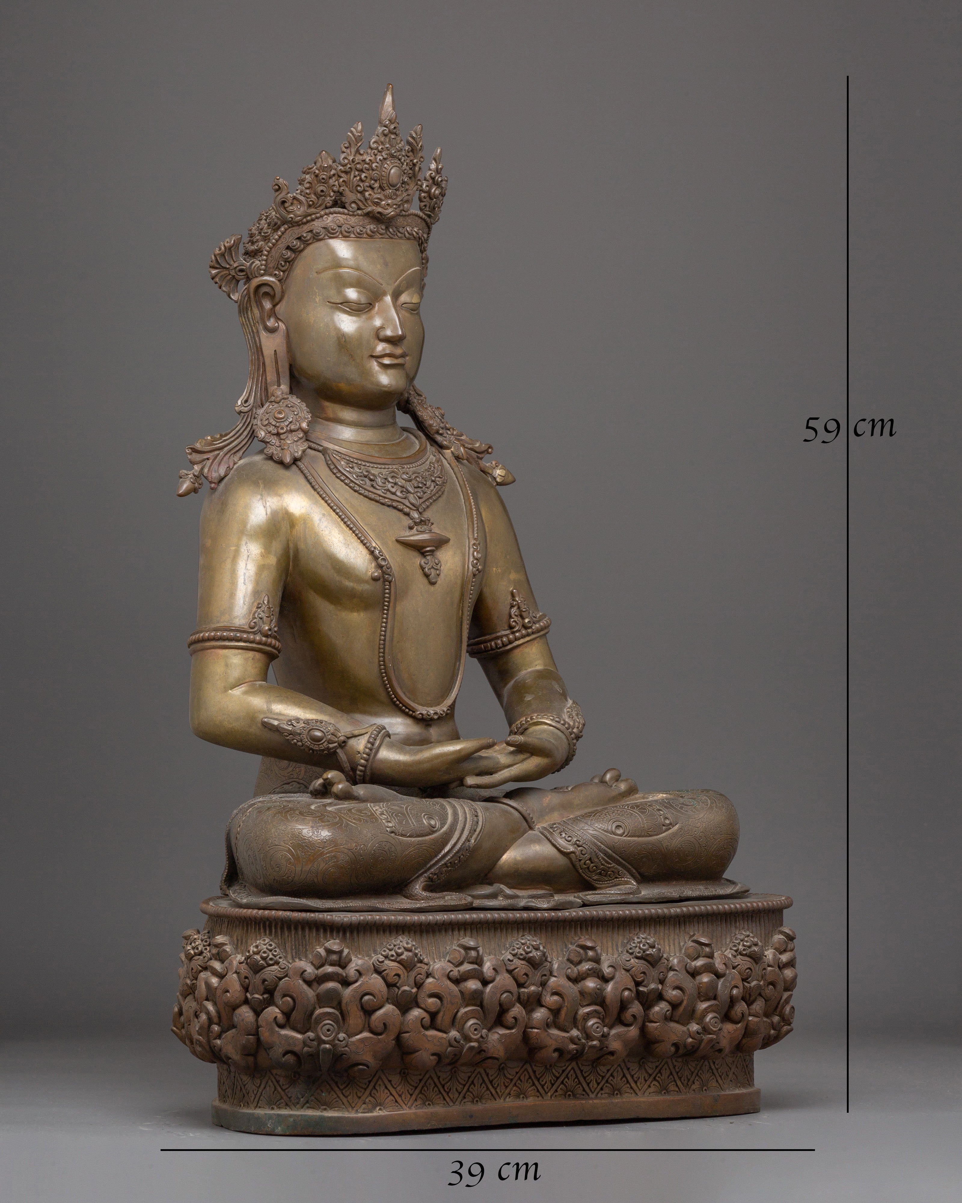 Statue of Amitabha Buddha: Copper Handmade Statue