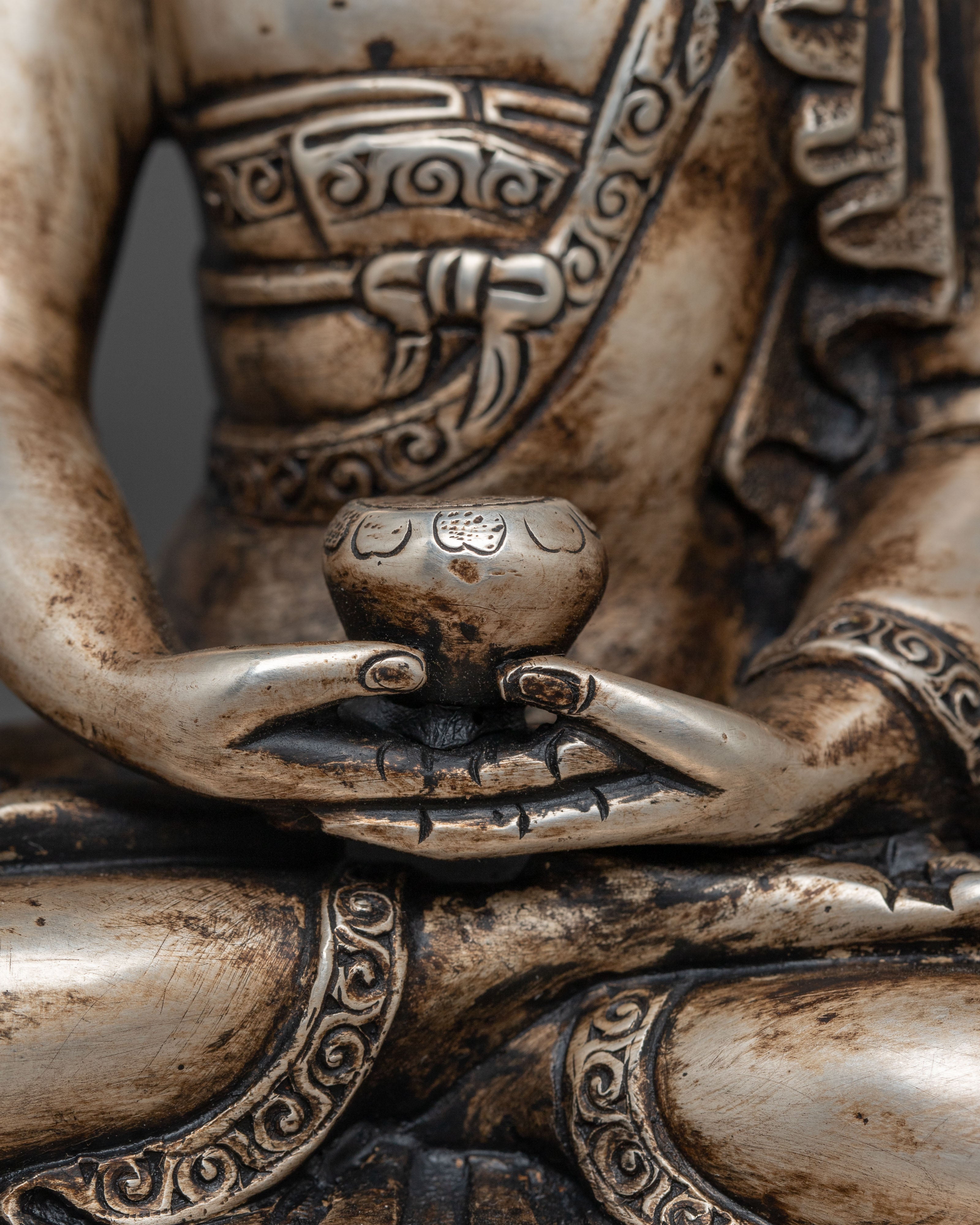 Amitabha Buddha Statue in Silver Plated | Perfect for meditation