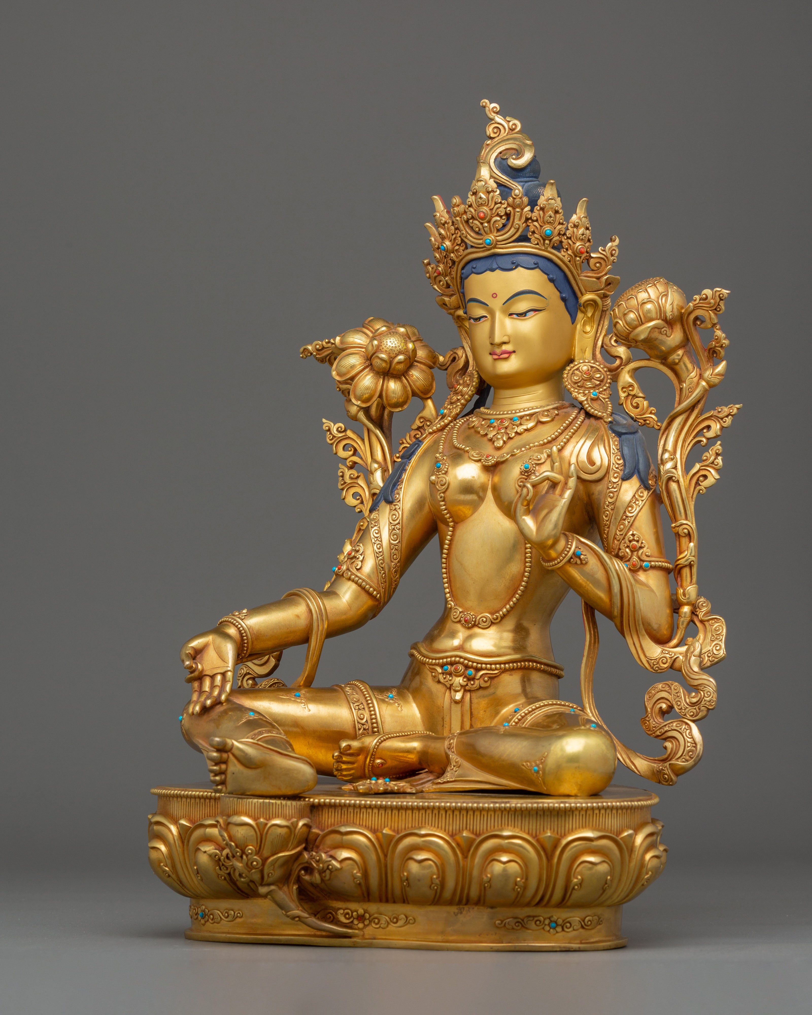 Golden Green Tara Statue | Mother of Liberation