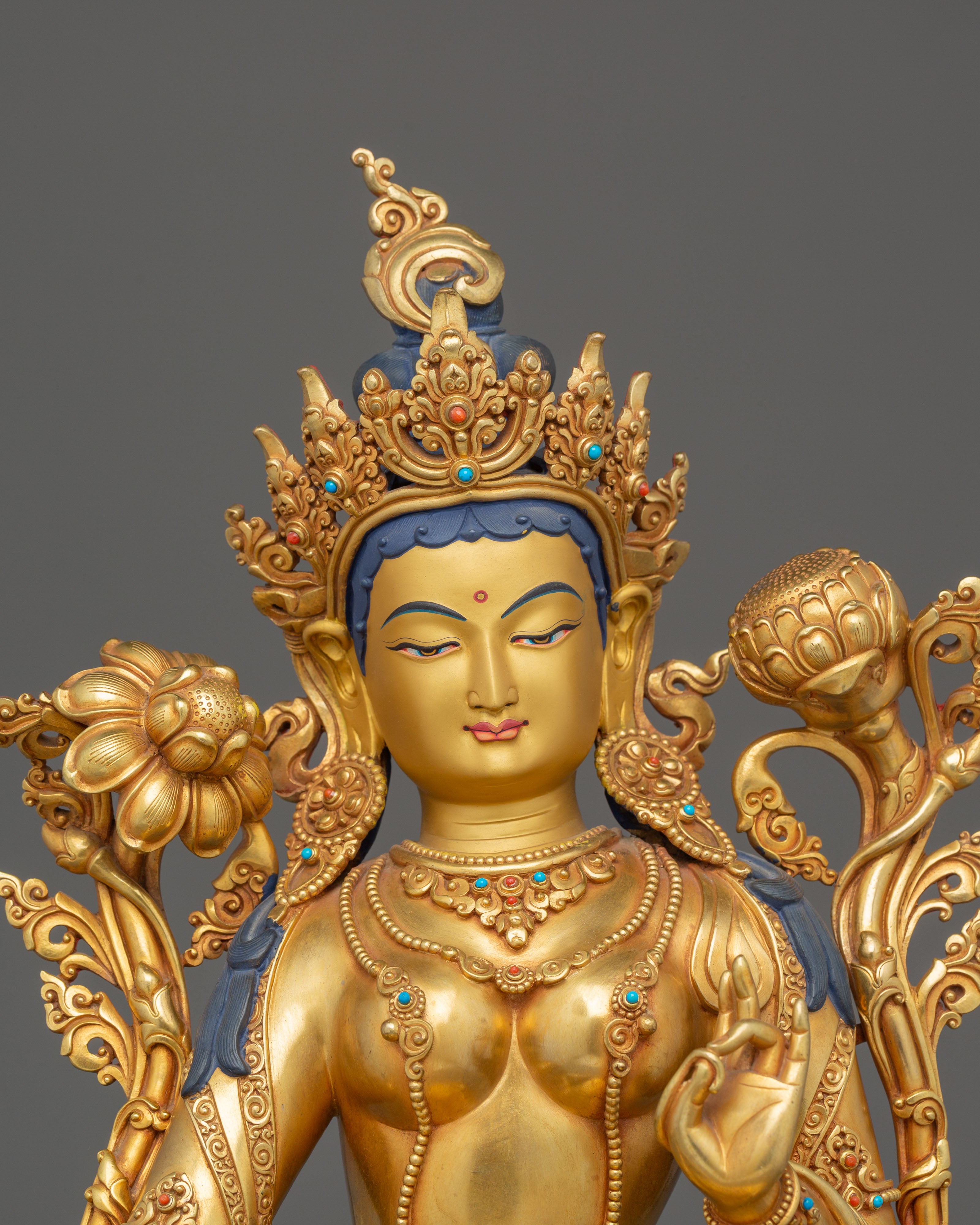 Golden Green Tara Statue | Mother of Liberation