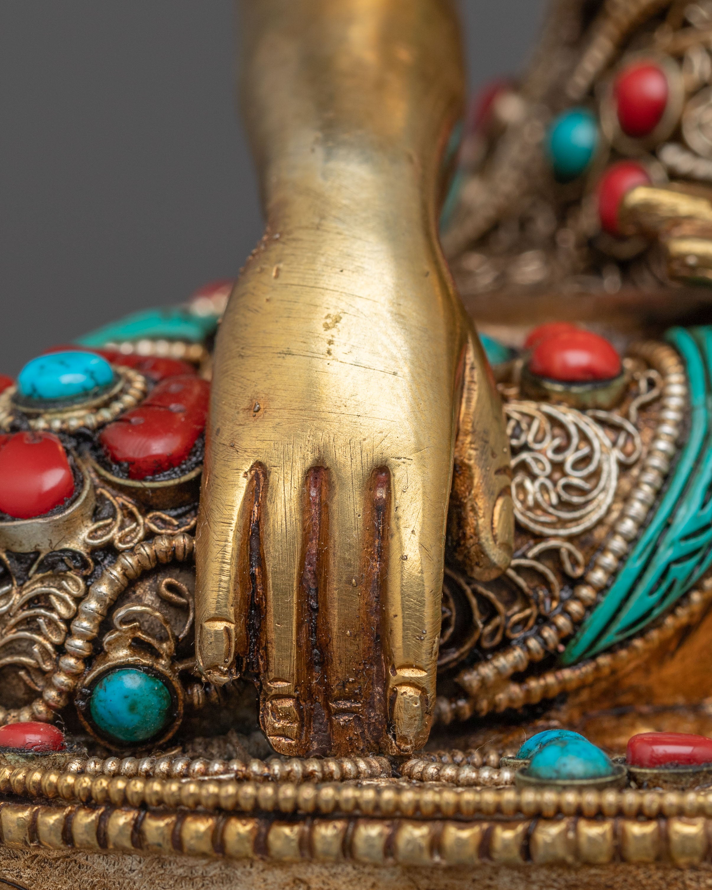 Golden Shakyamuni Buddha Copper Figurine for Meditation