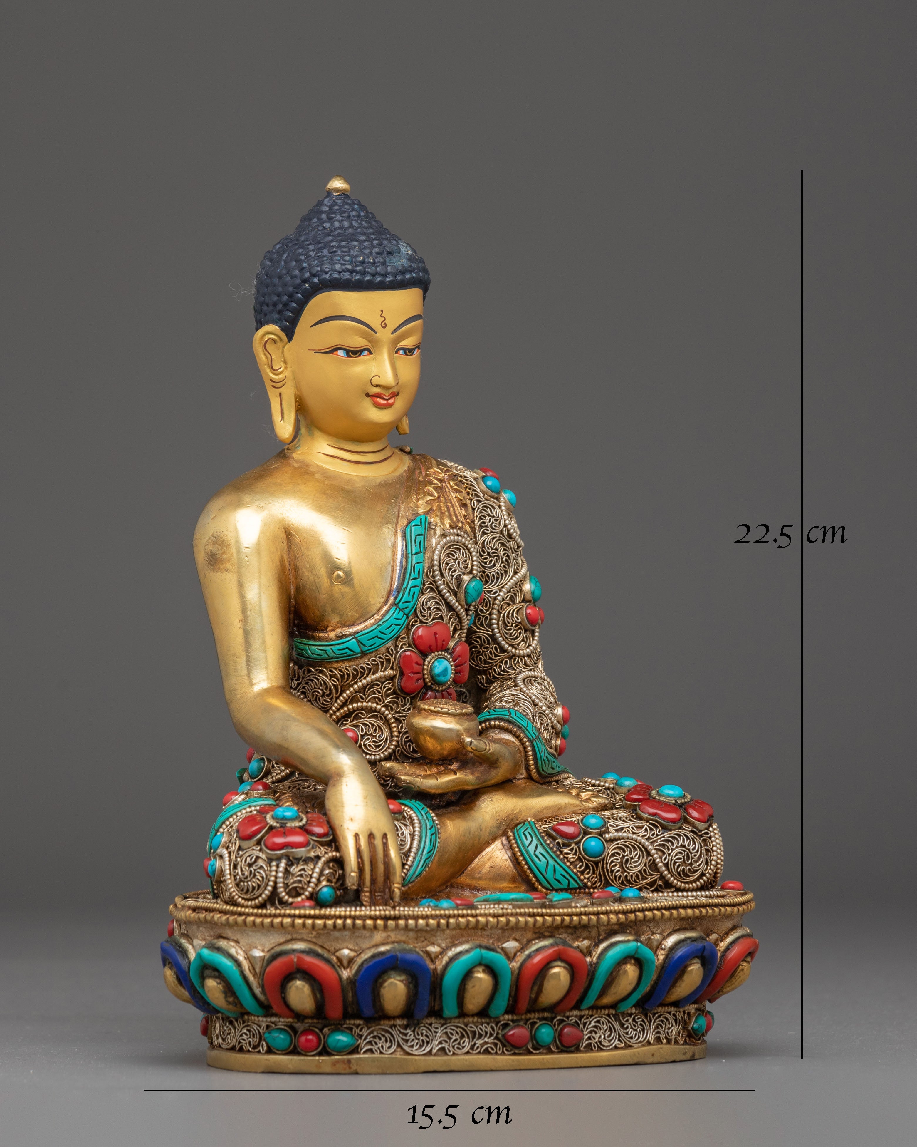 Golden Shakyamuni Buddha Copper Figurine