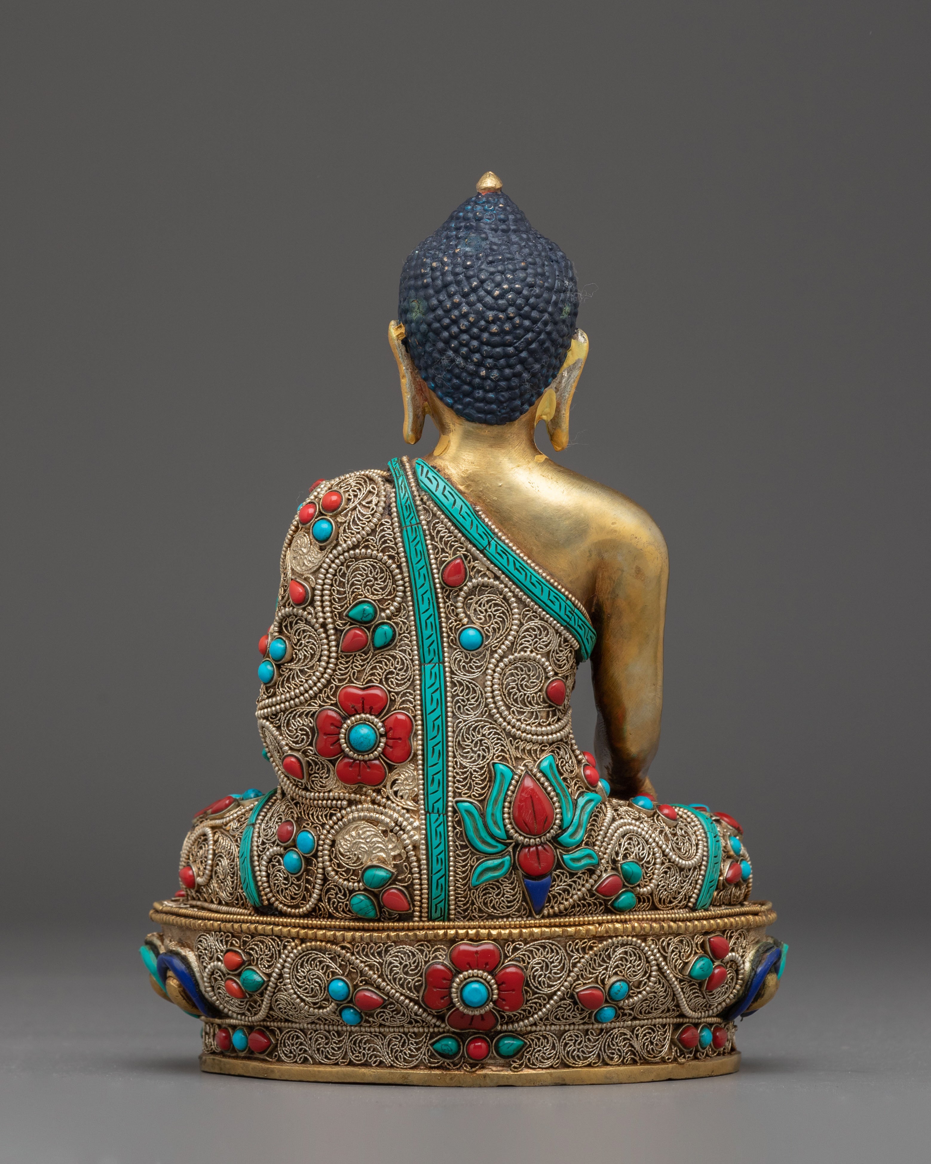 Golden Shakyamuni Buddha Copper Figurine for Meditation