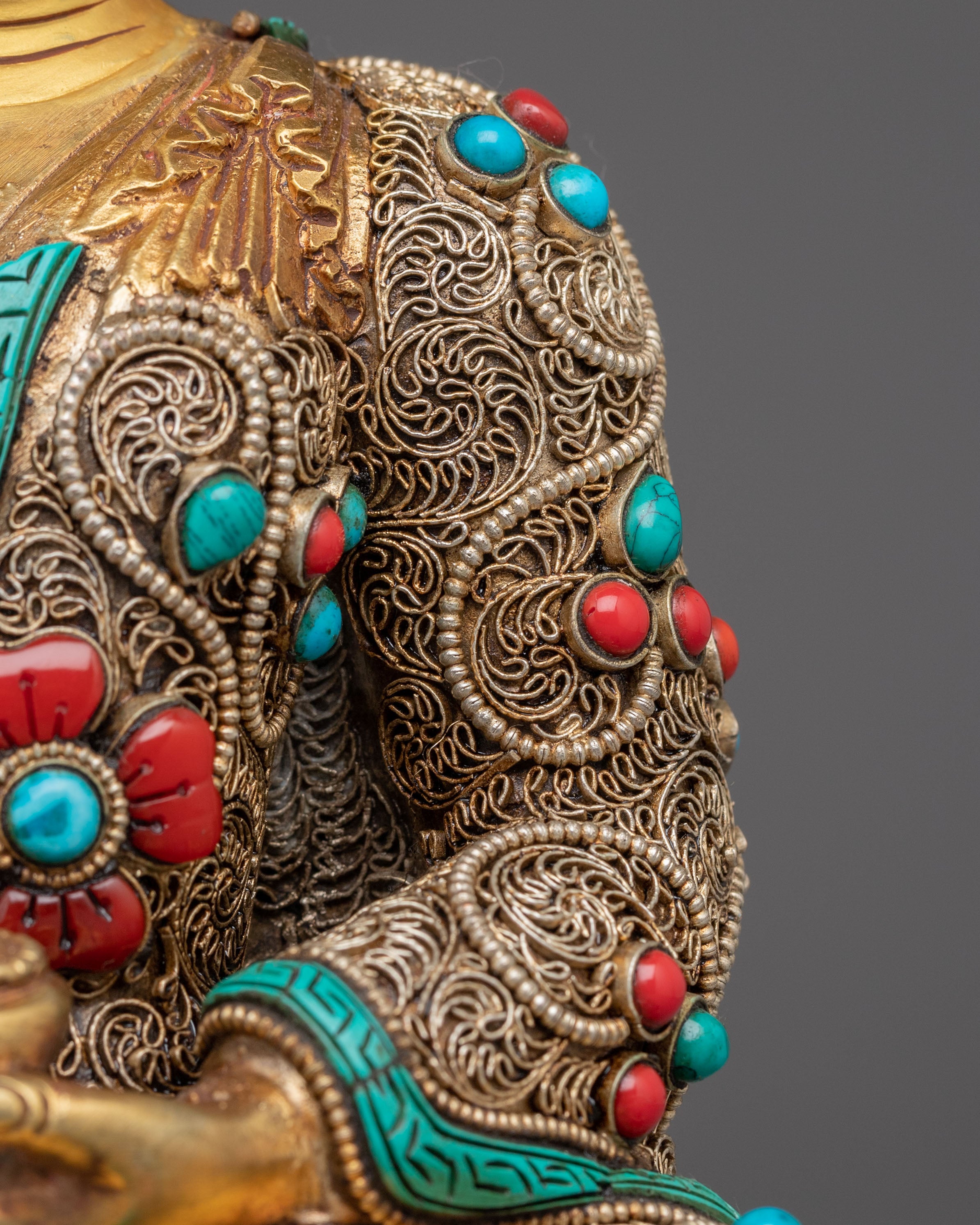 Golden Shakyamuni Buddha Copper Figurine for Meditation