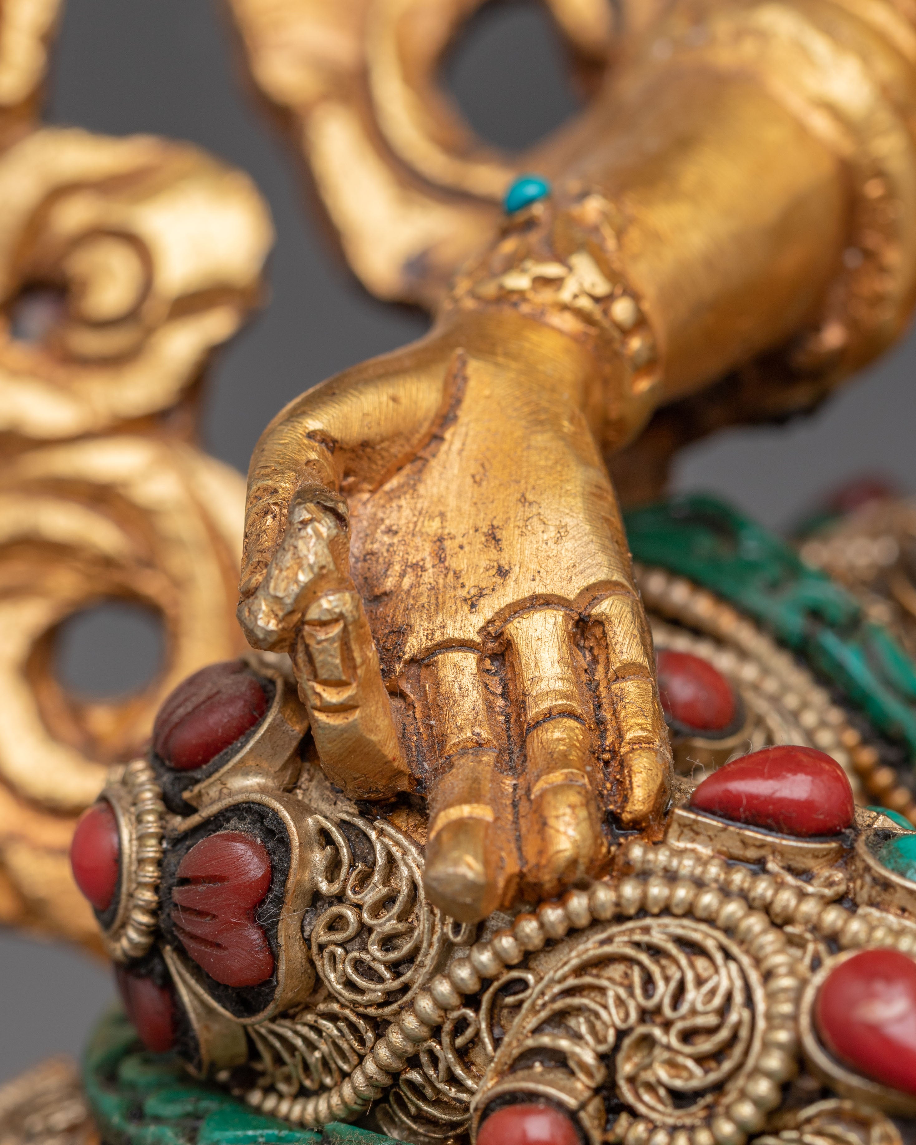 Golden Green Tara Statue: Nepali Handcrafted Artwork