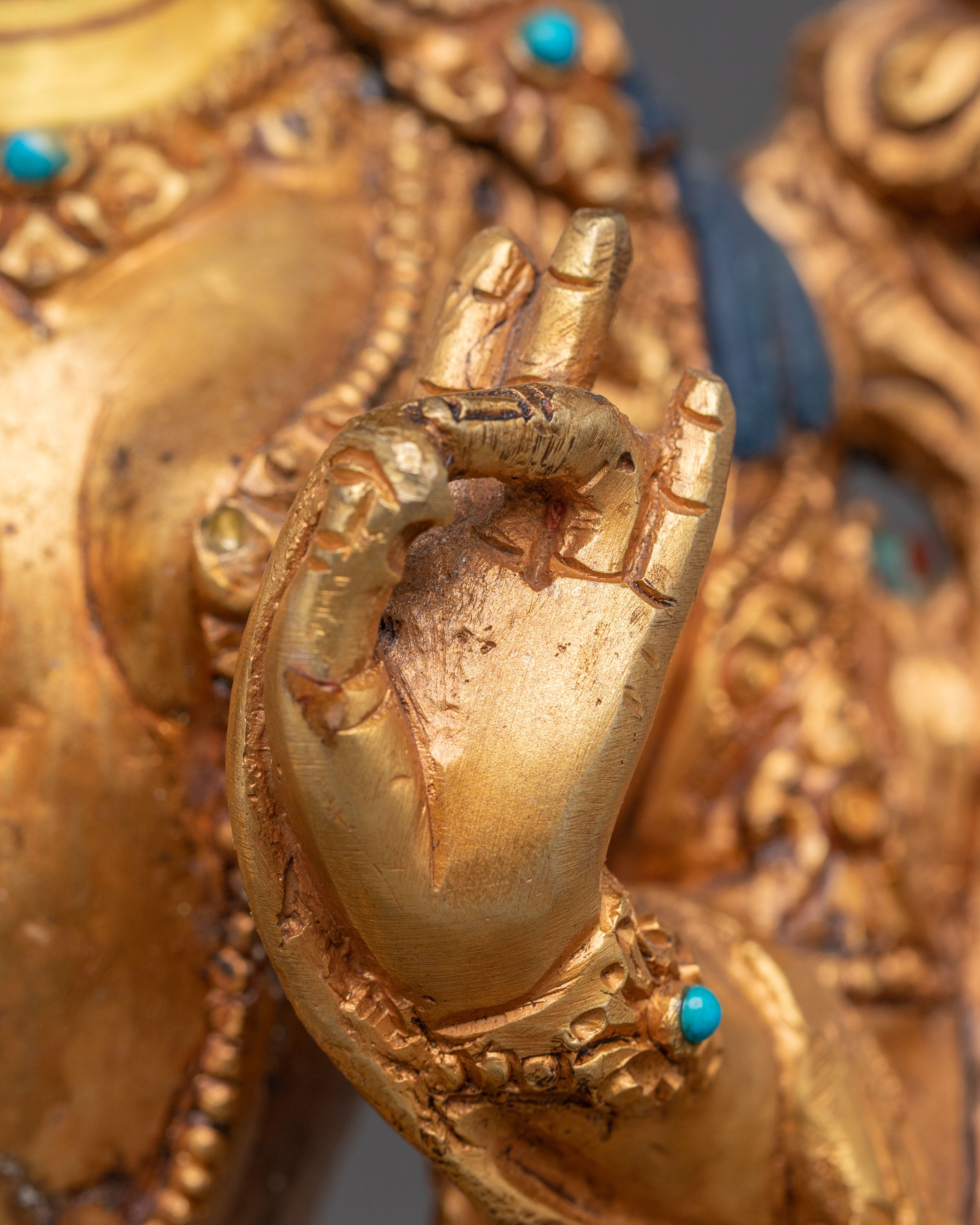 Golden Green Tara Statue: Nepali Handcrafted Artwork