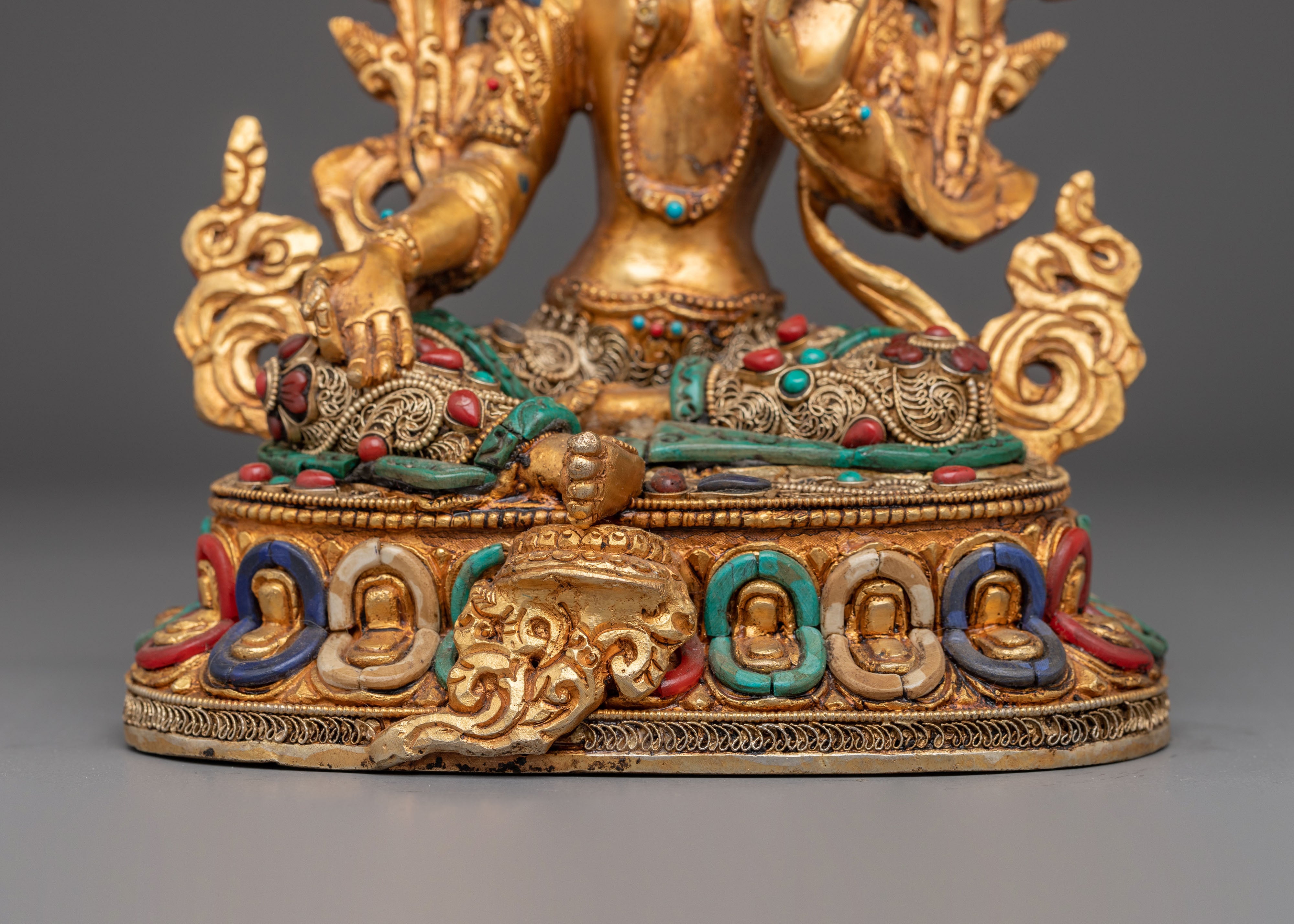 Golden Green Tara Statue: Nepali Handcrafted Artwork