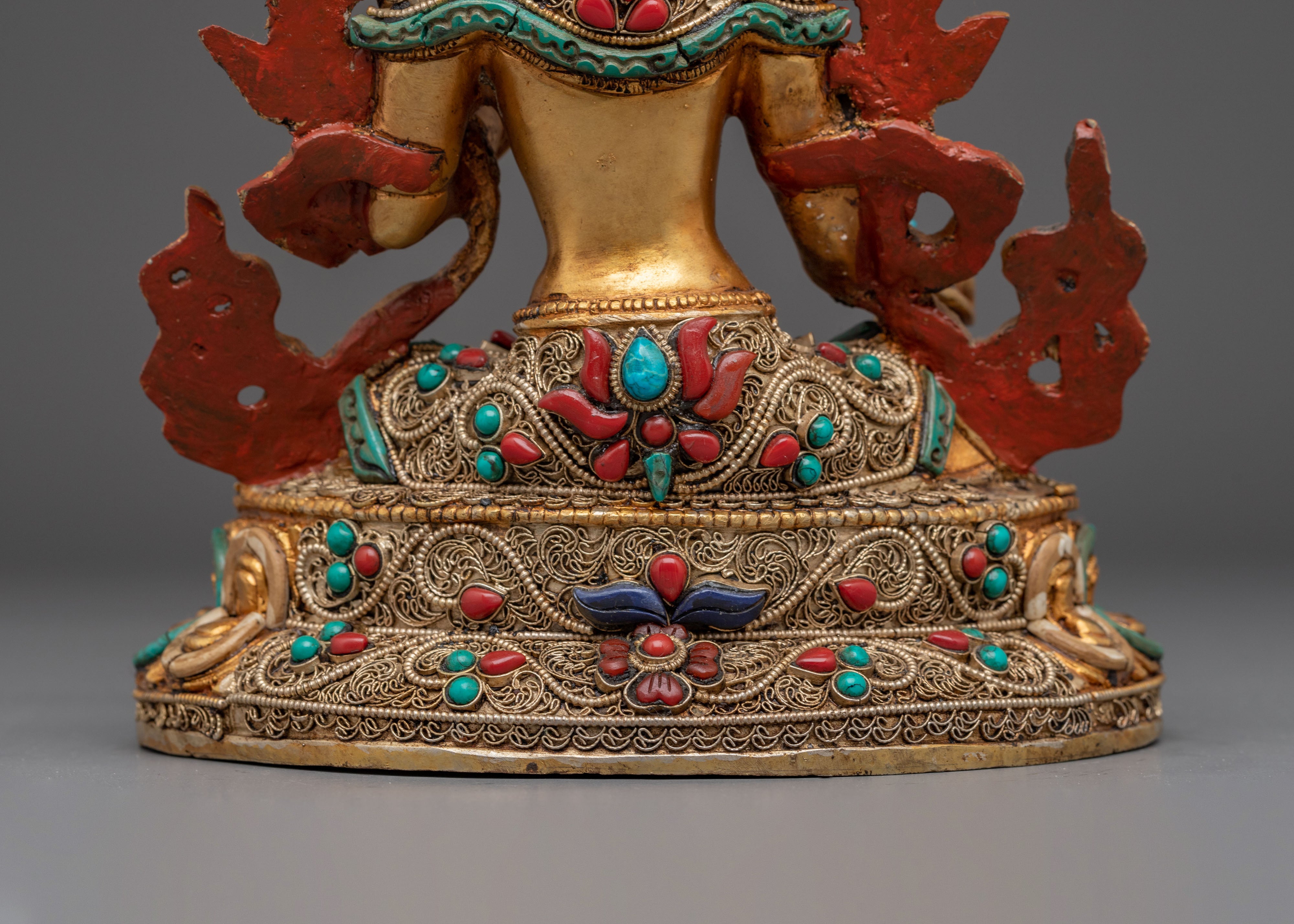 Golden Green Tara Statue: Nepali Handcrafted Artwork