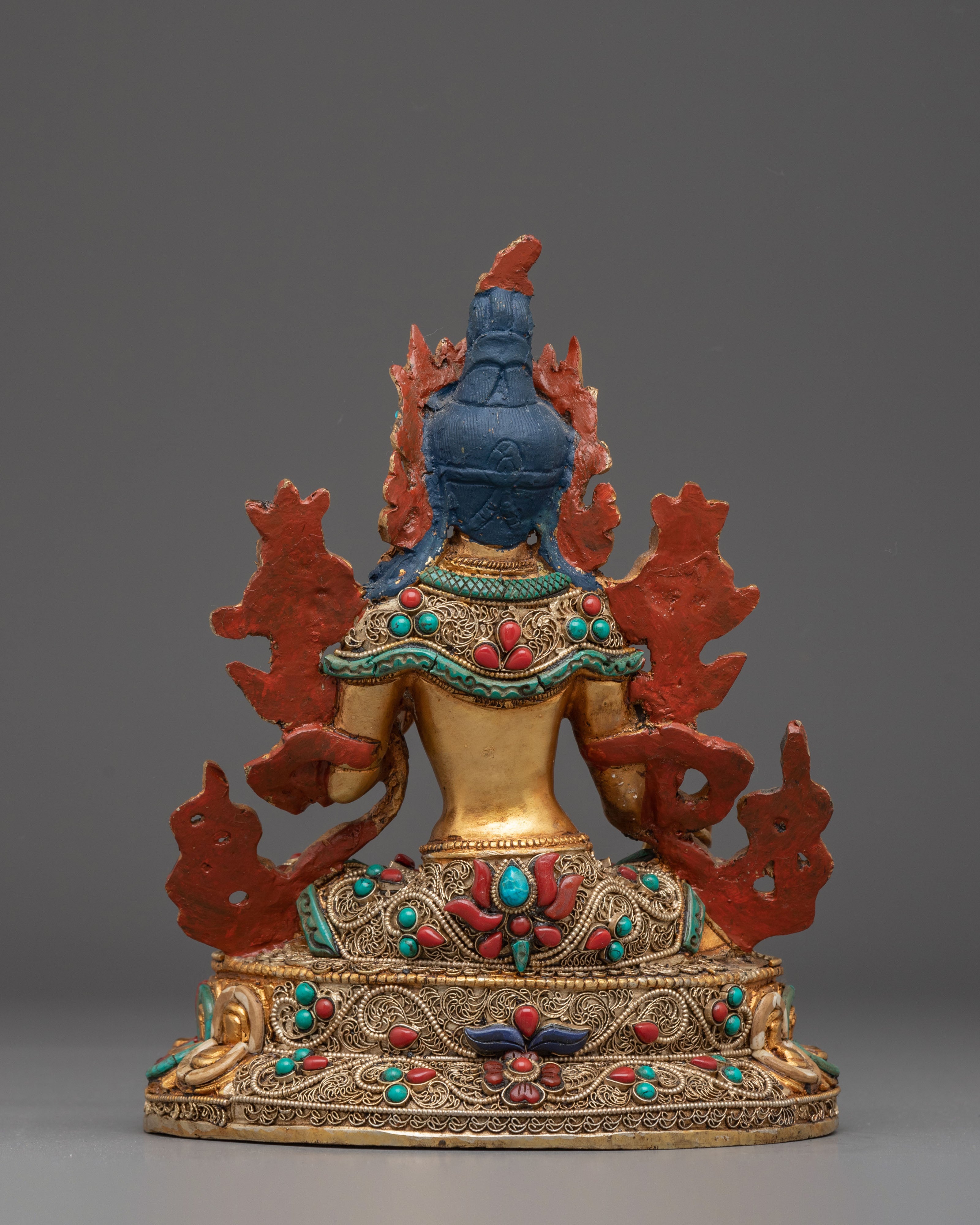 Golden Green Tara Statue: Nepali Handcrafted Artwork