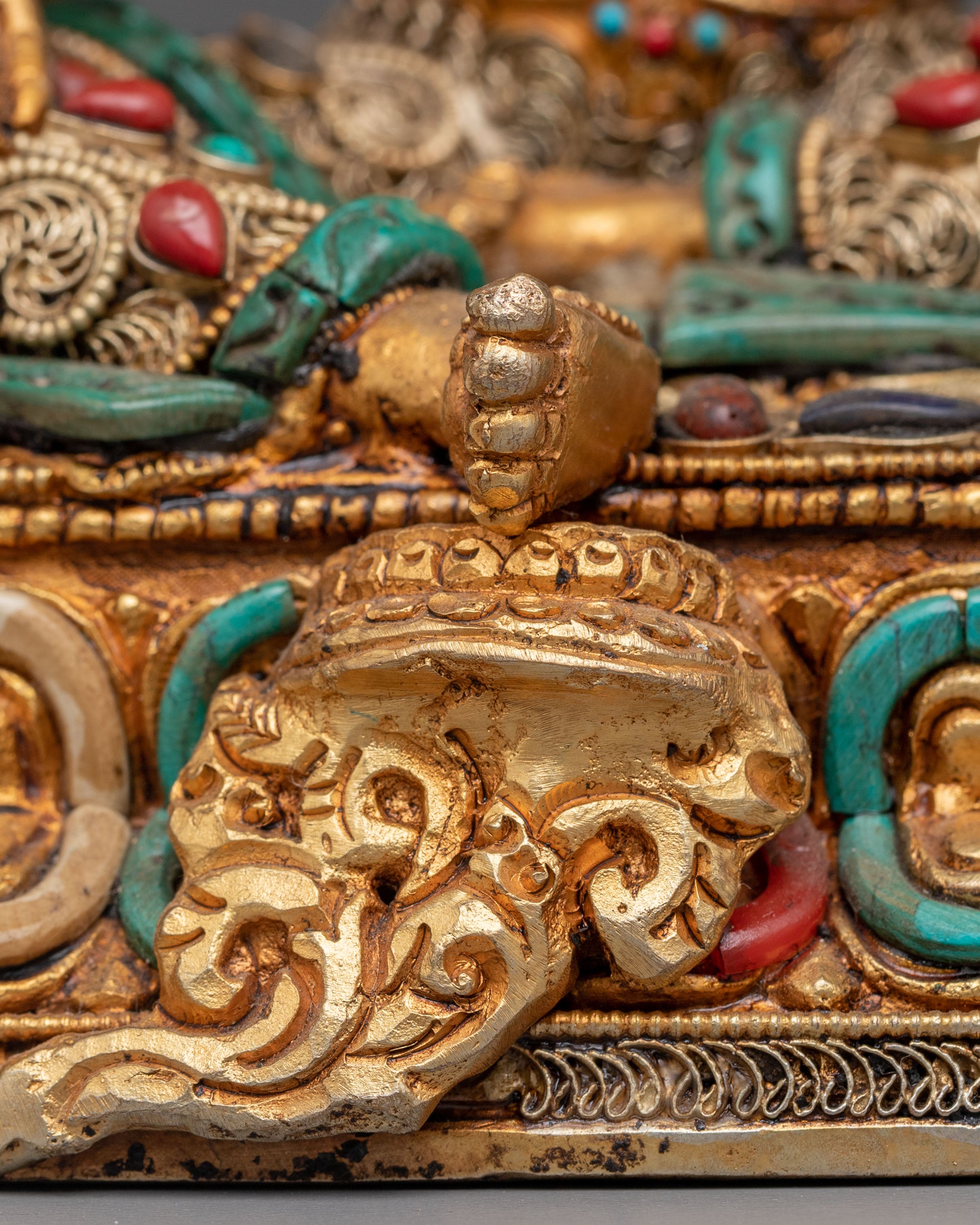 Golden Green Tara Statue: Nepali Handcrafted Artwork
