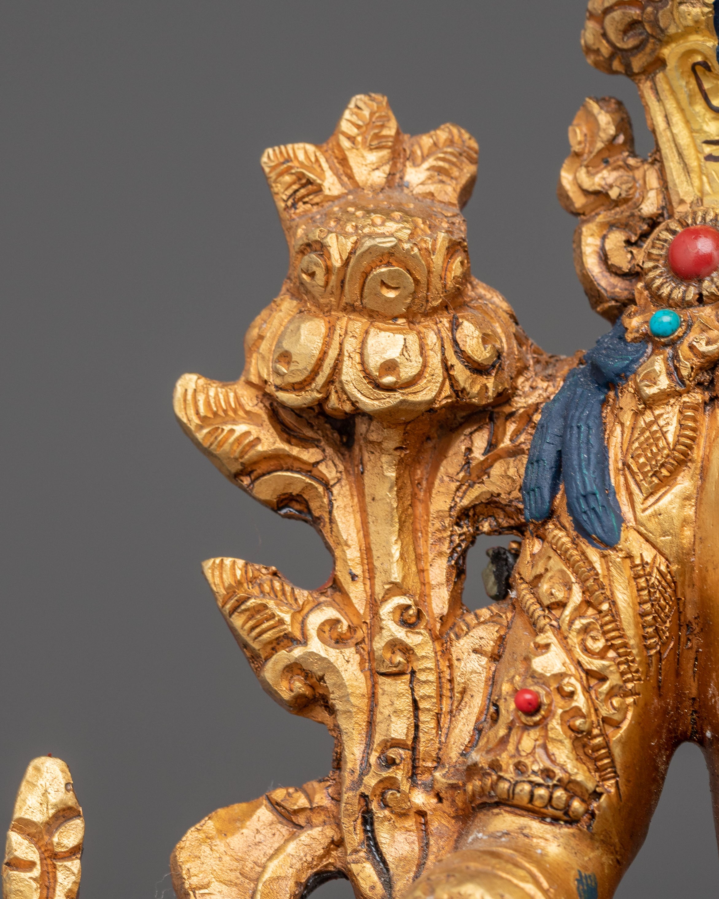 Golden Green Tara Statue: Nepali Handcrafted Artwork