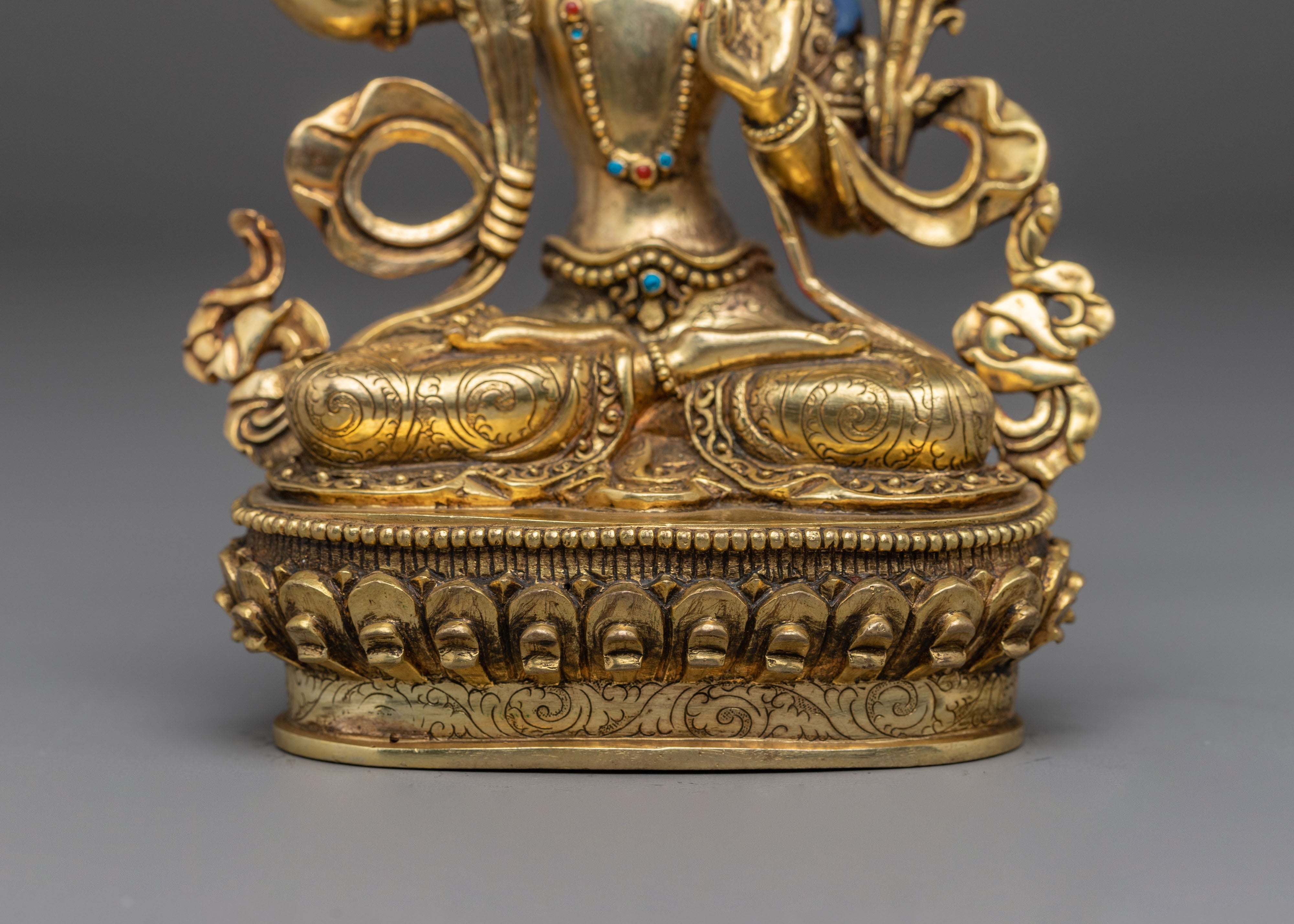 Manjushri Statue, Guardian of Knowledge: Handcrafted Nepali Art
