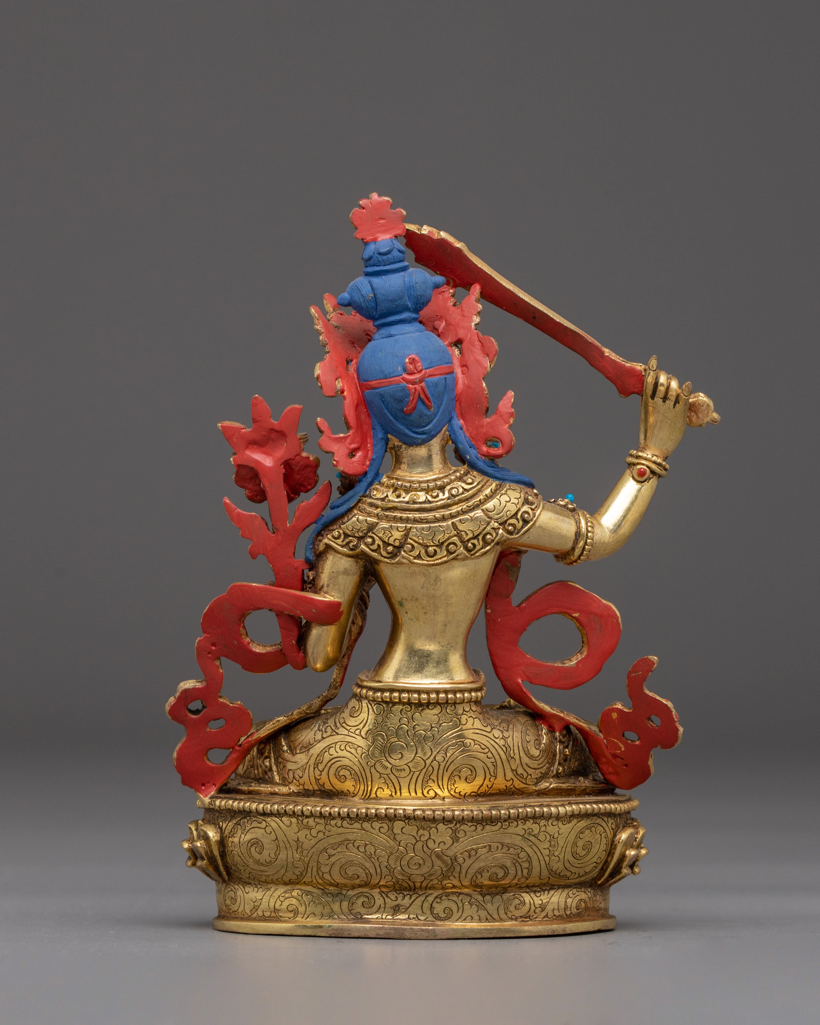 Manjushri Statue, Guardian of Knowledge: Handcrafted Nepali Art