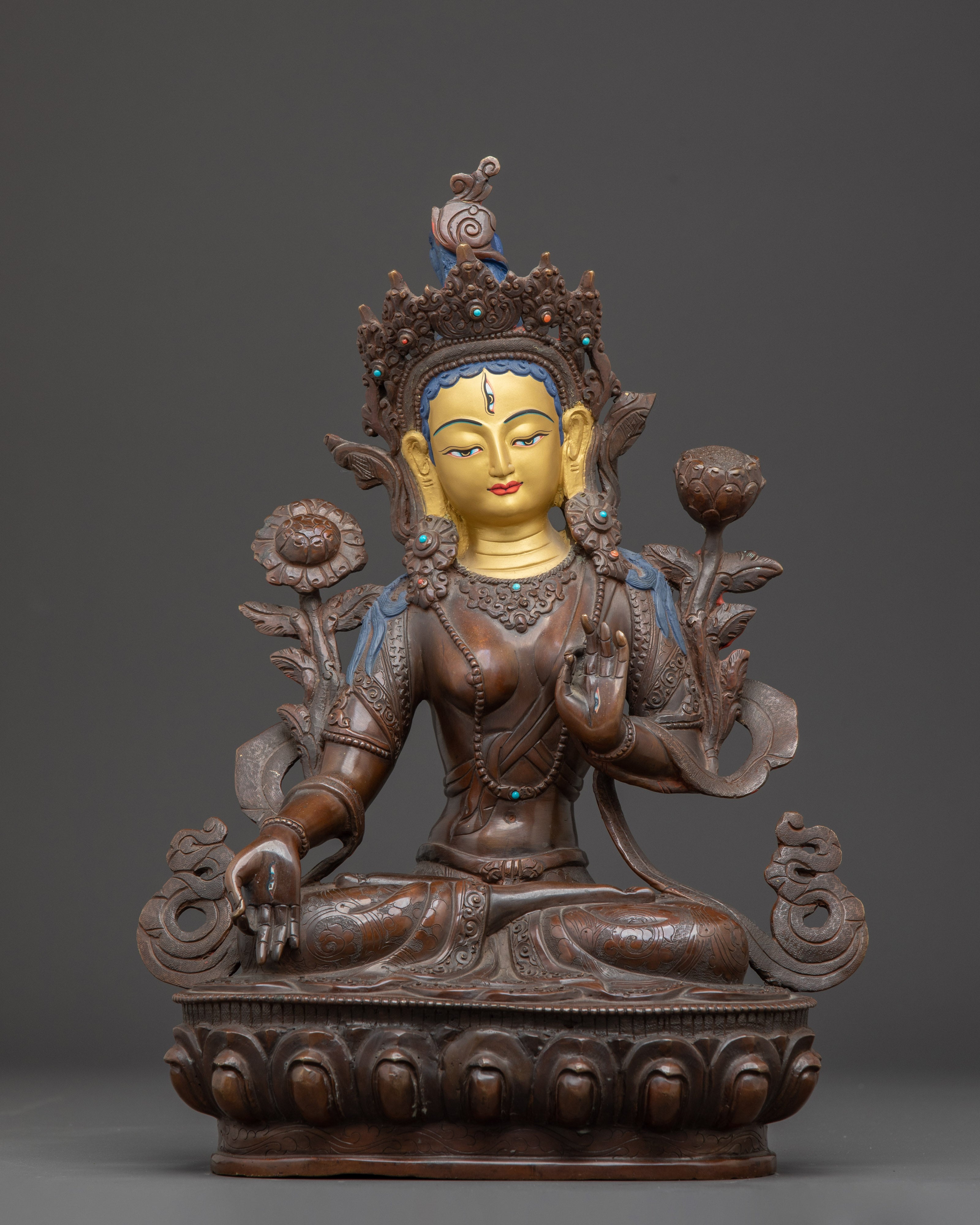 Copper Statue of Healing Goddess White Tara