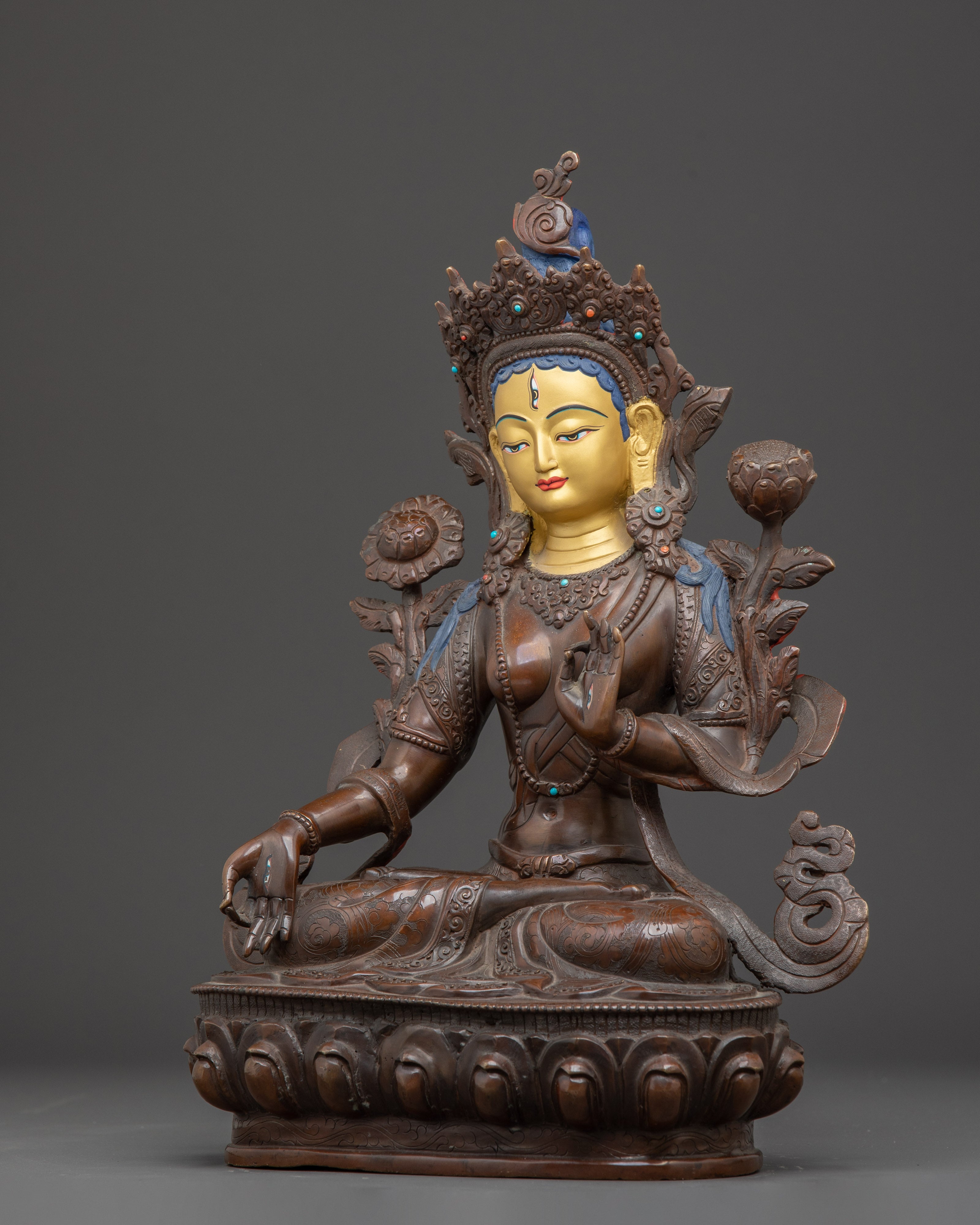Copper Statue of Healing Goddess White Tara