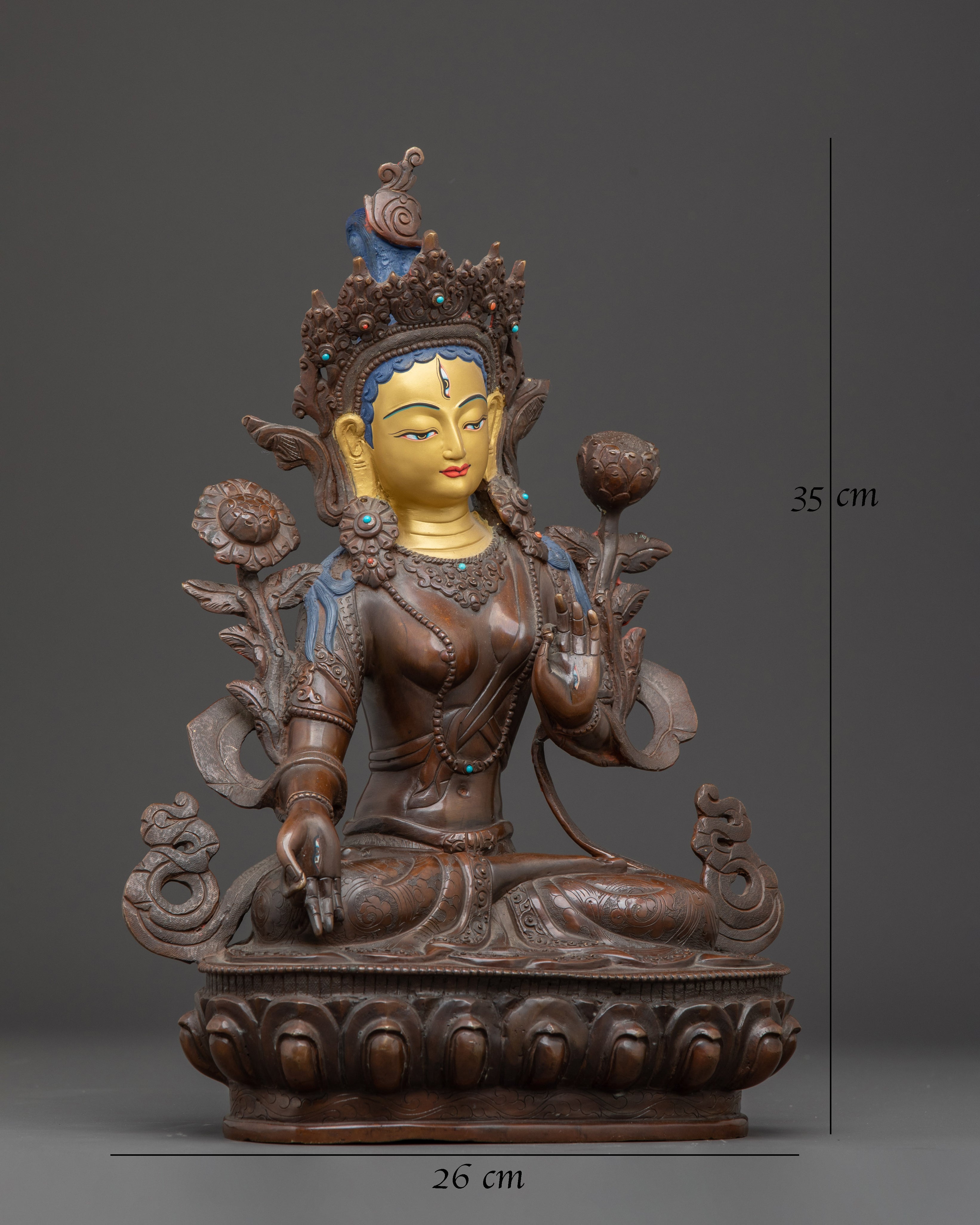 Copper Statue of Healing Goddess White Tara