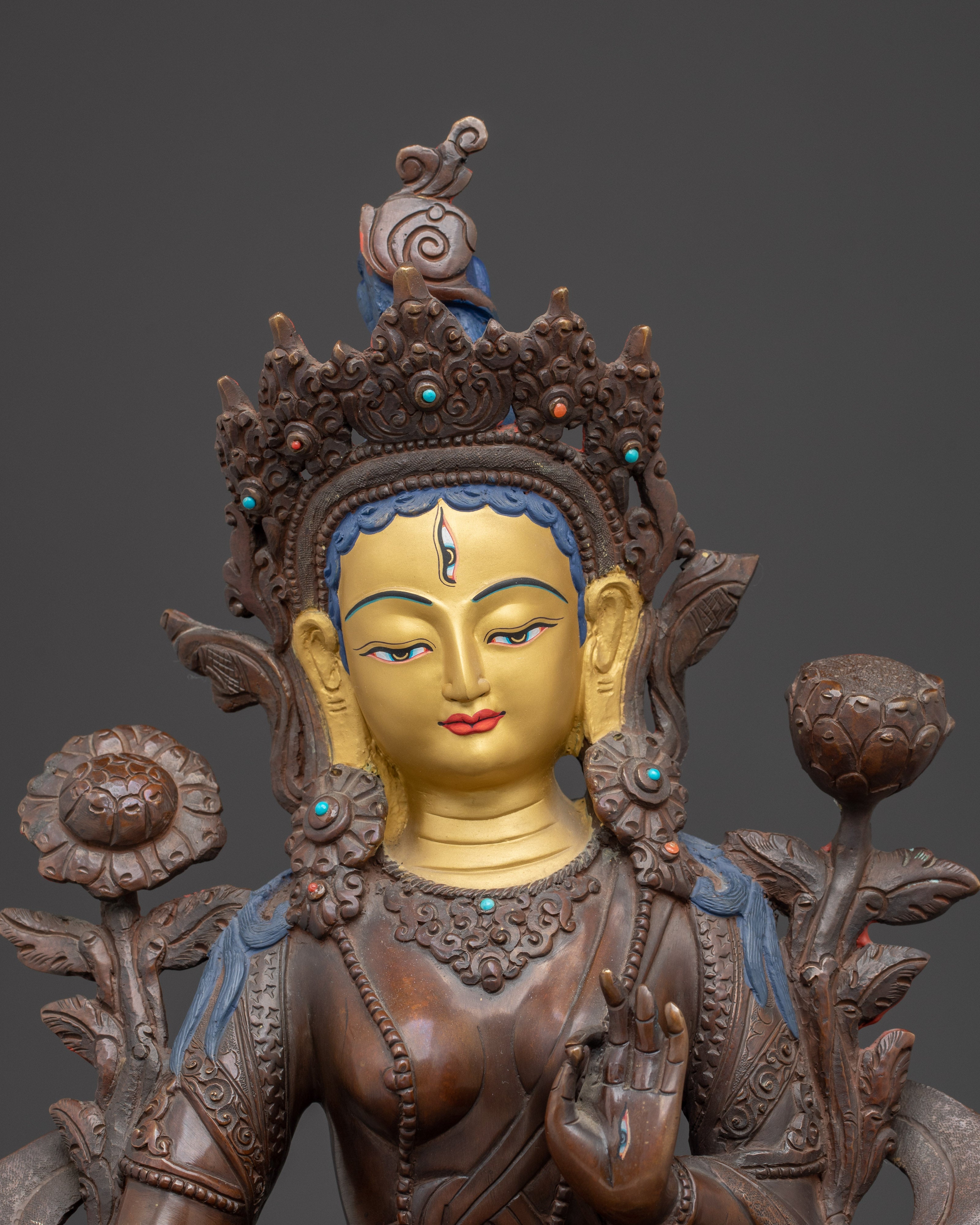 Copper Statue of Healing Goddess White Tara