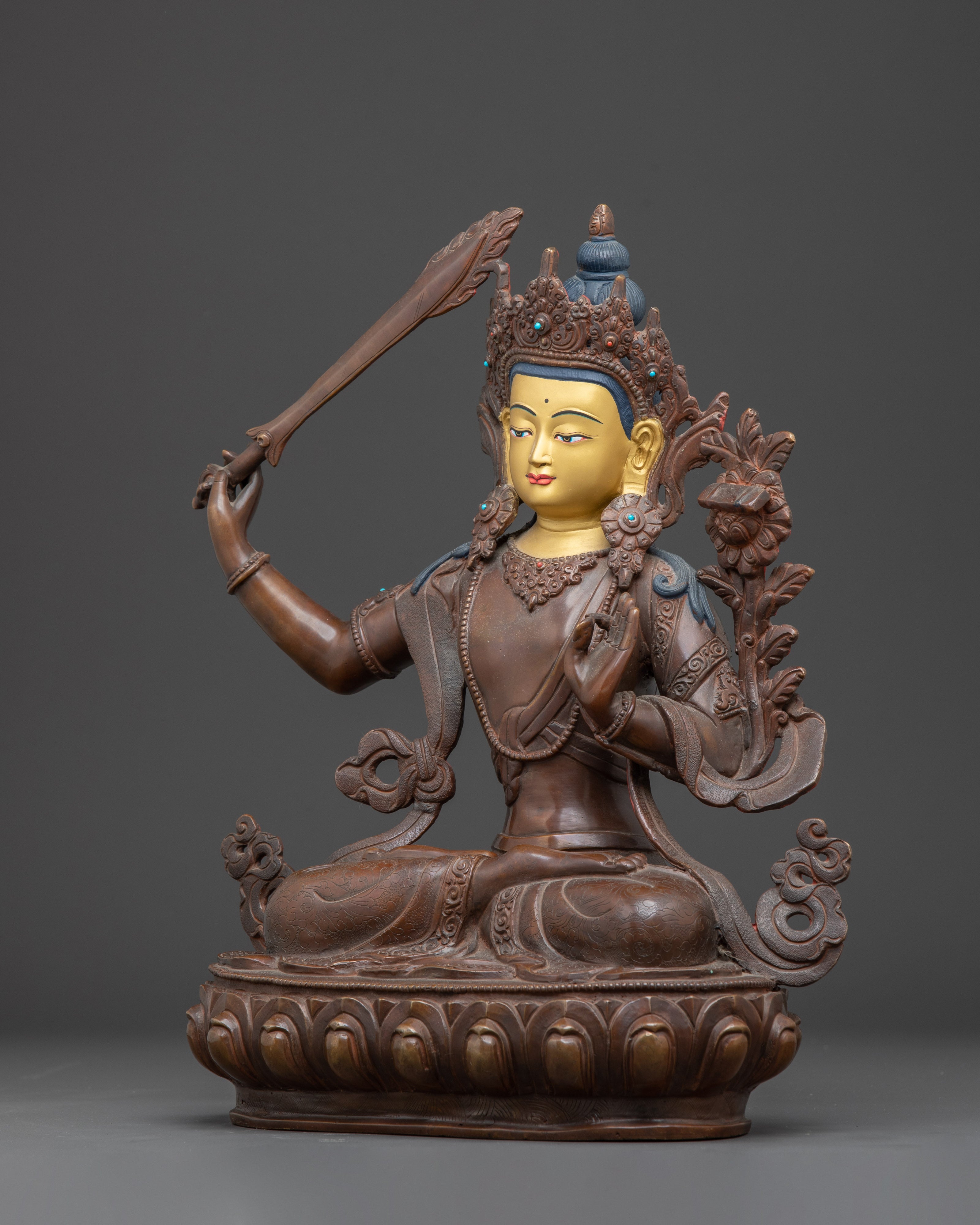 Handmade Statue of Manjushri: The Wisdom Bodhisattva