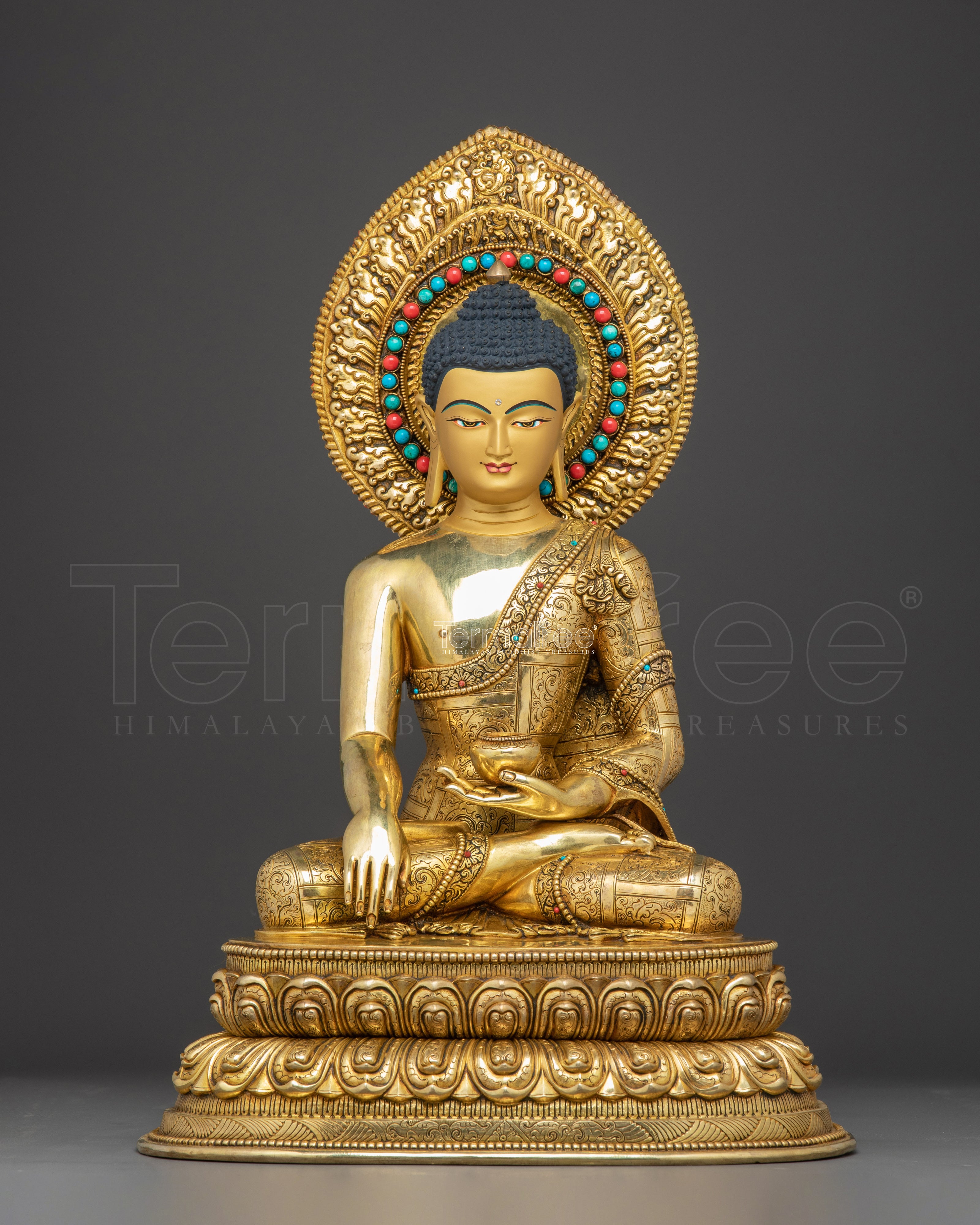 Golden Shakyamuni Buddha Copper Art for Meditation
