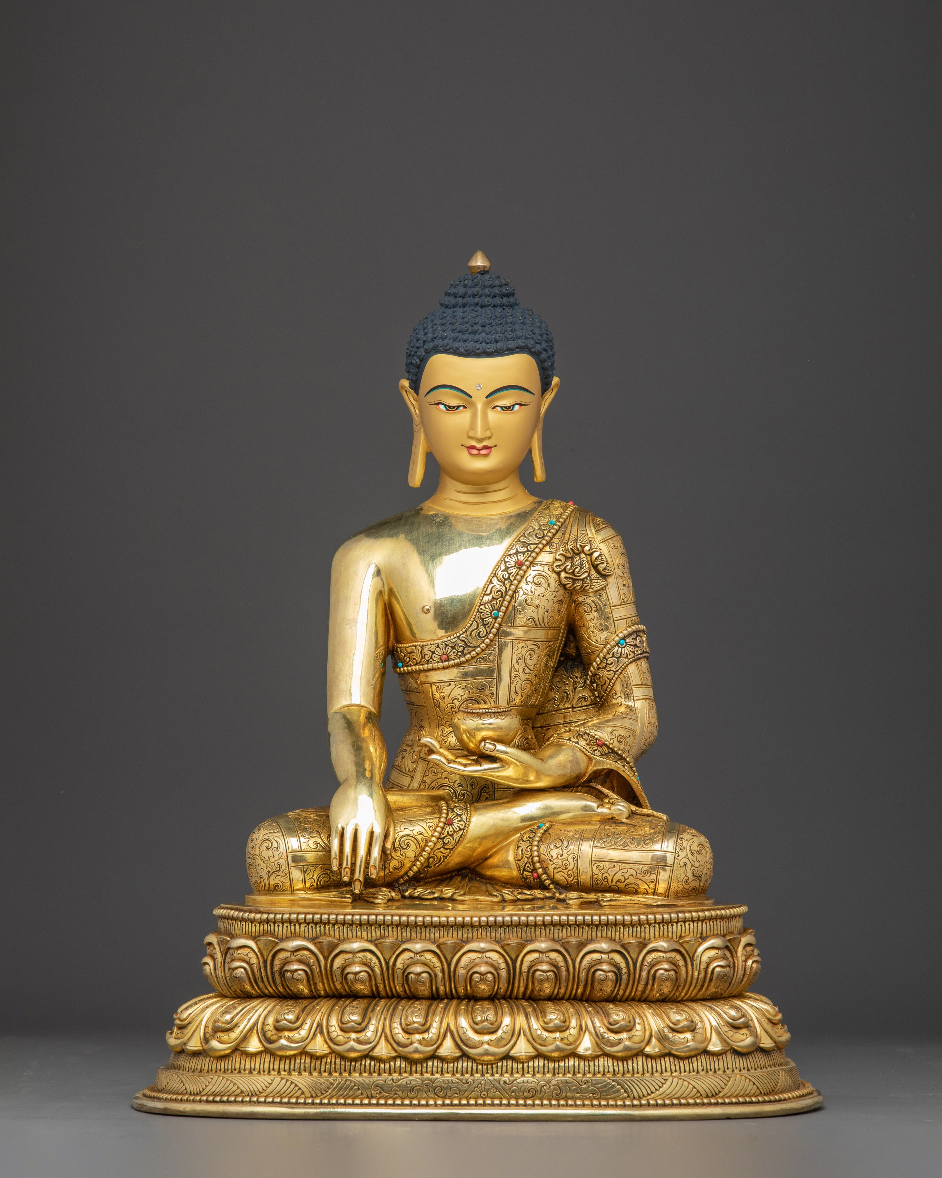 Golden Shakyamuni Buddha Copper Art for Meditation