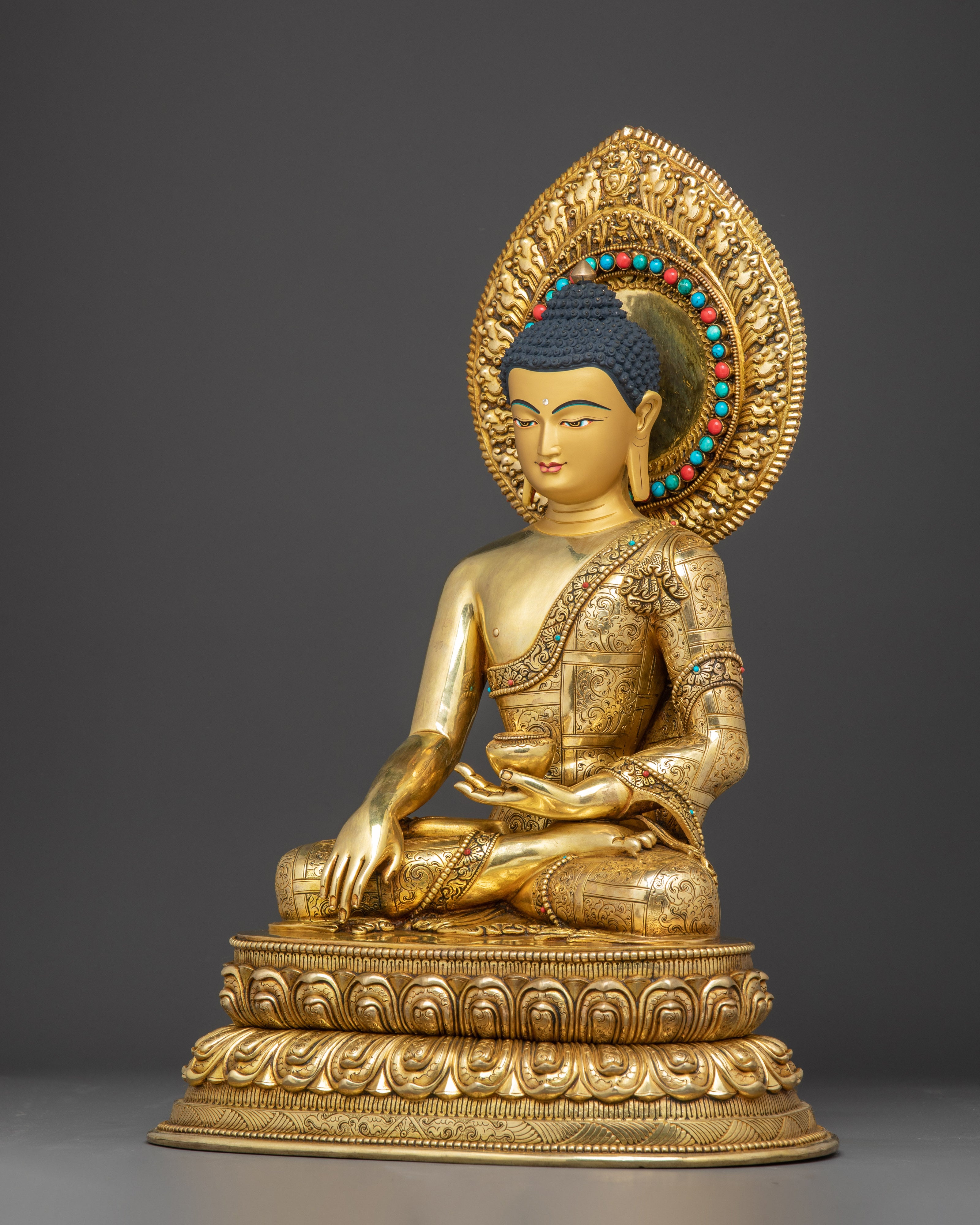 Golden Shakyamuni Buddha Copper Art for Meditation