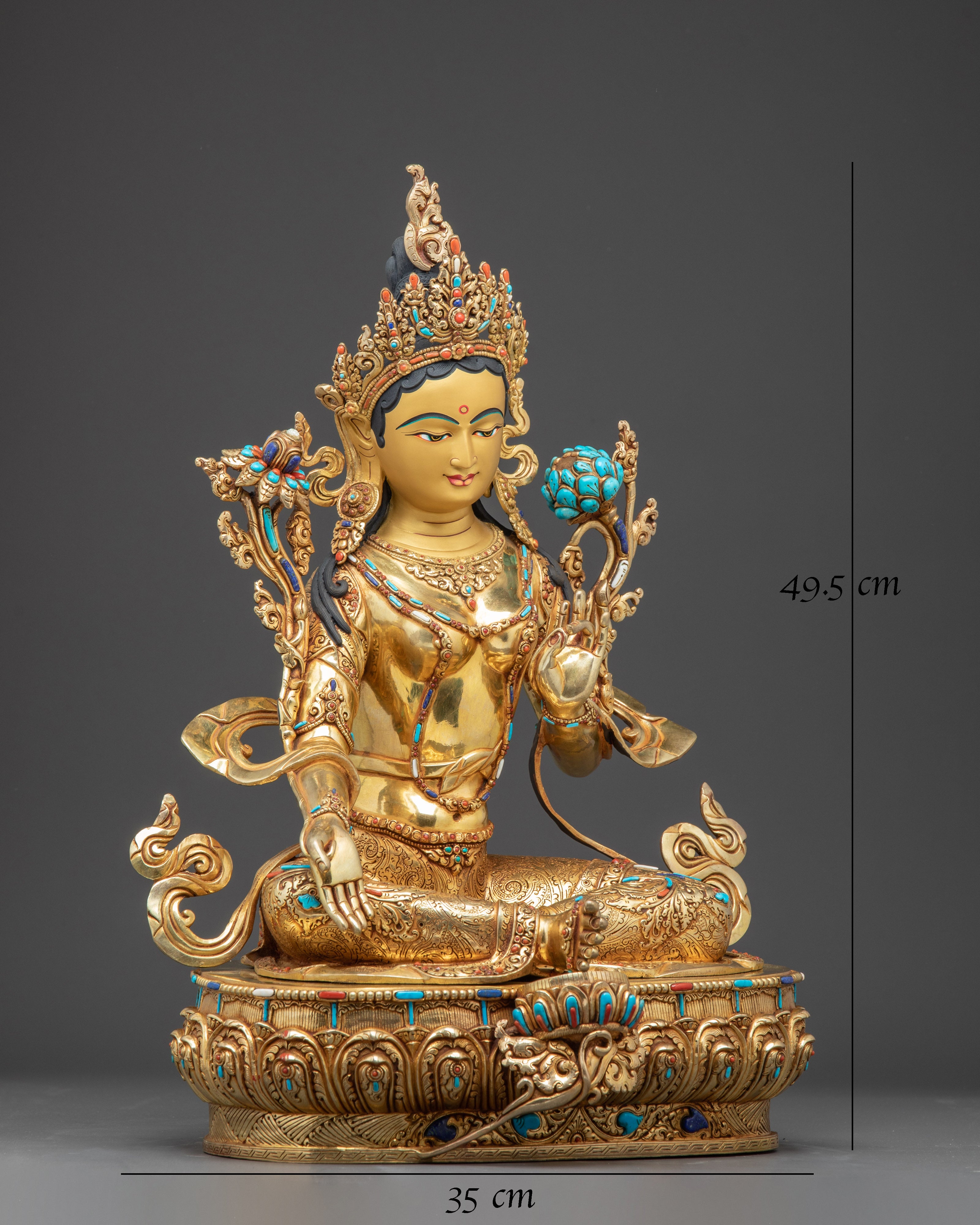 Enlightened Green Tara Art: Himalayan Nepali Statue