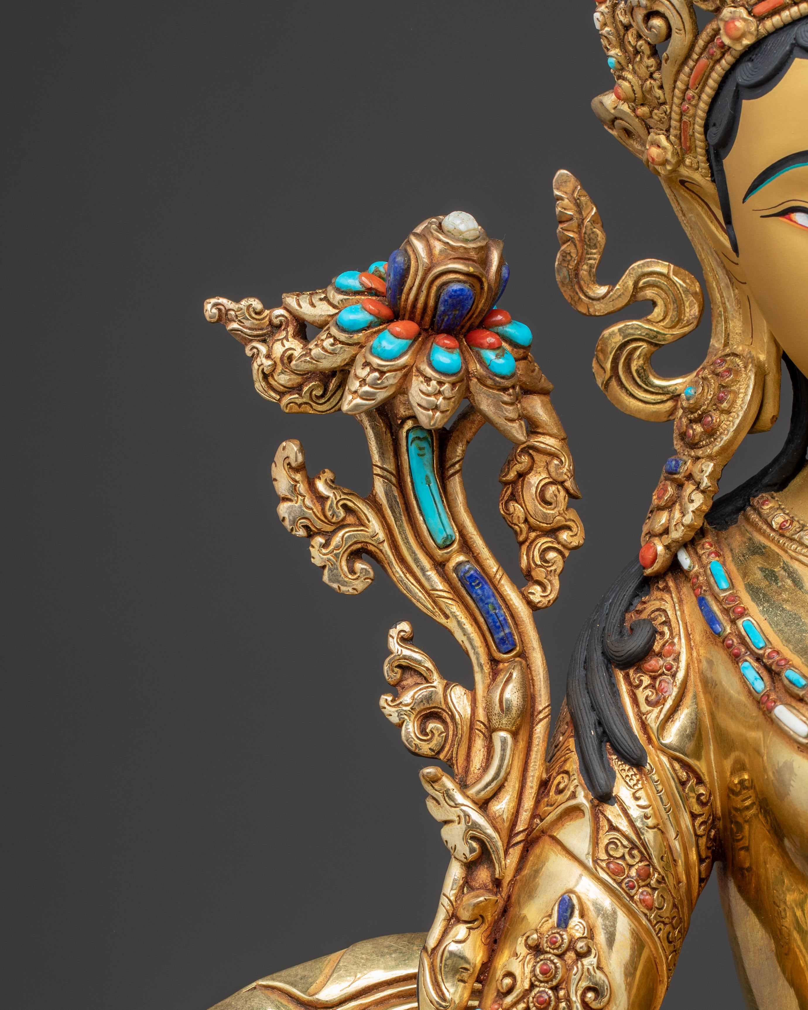 Enlightened Green Tara Art: Himalayan Nepali Statue