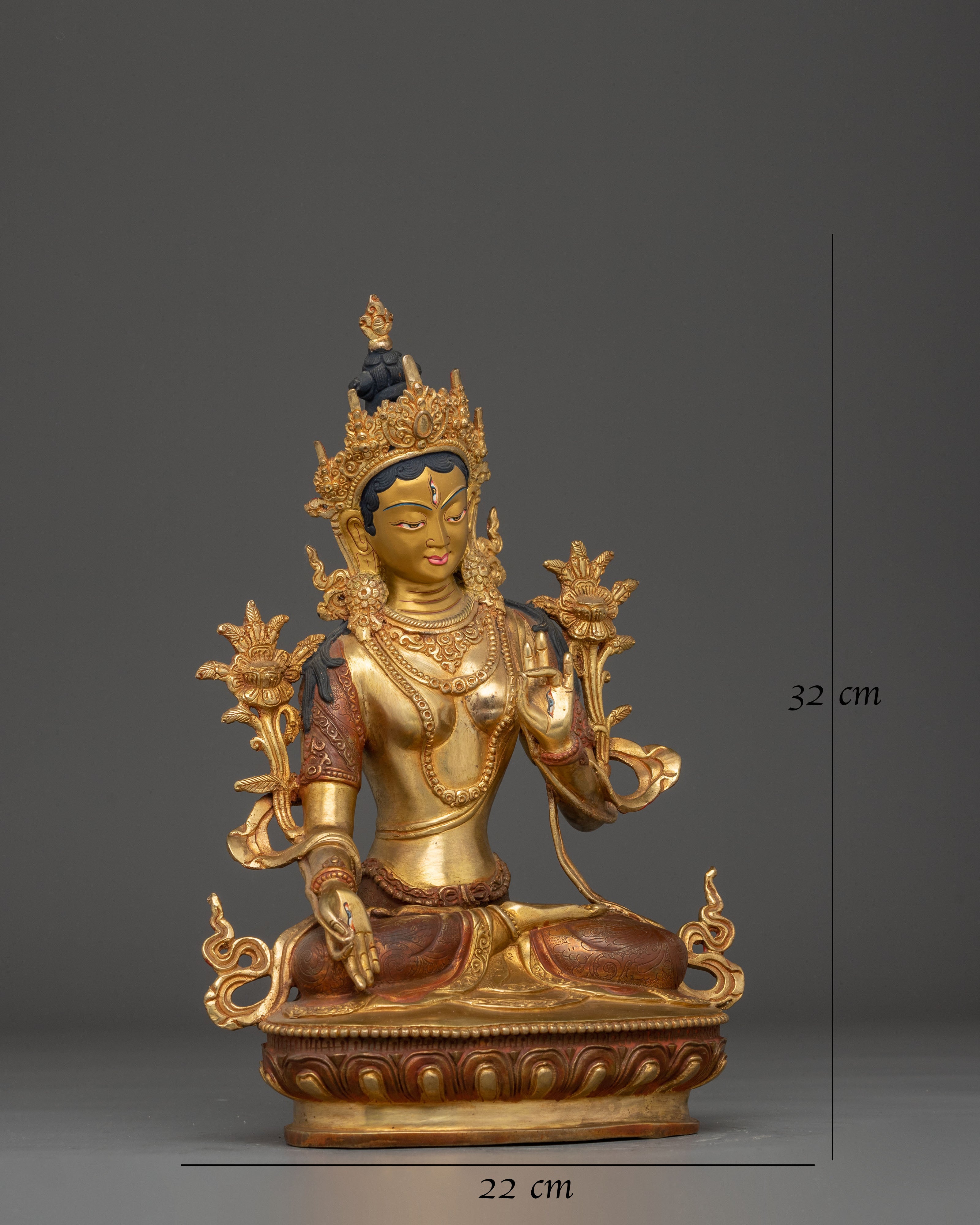 Himalayan Golden White Tara Statue: Divine Feminine Goddess