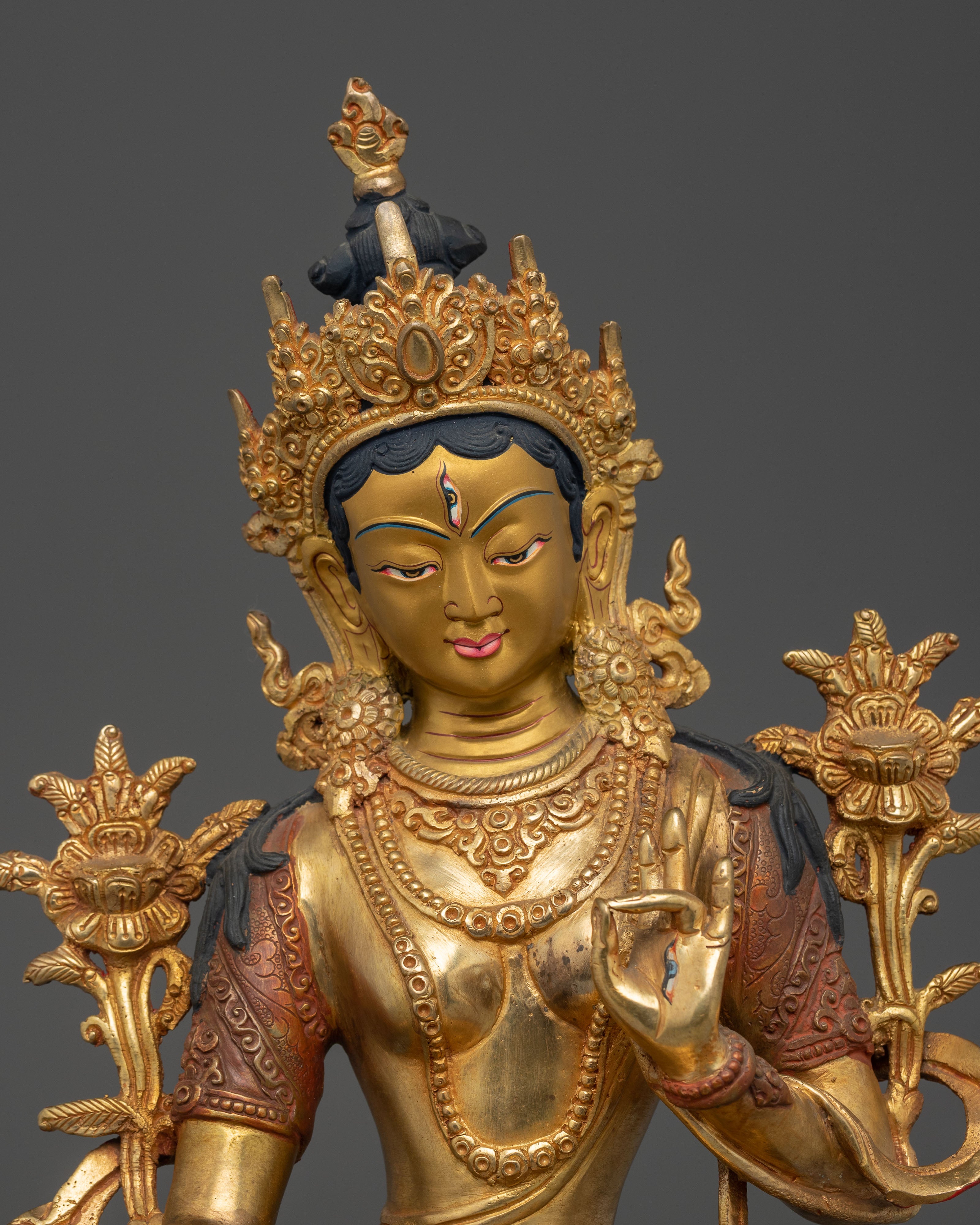 Himalayan Golden White Tara Statue: Divine Feminine Goddess