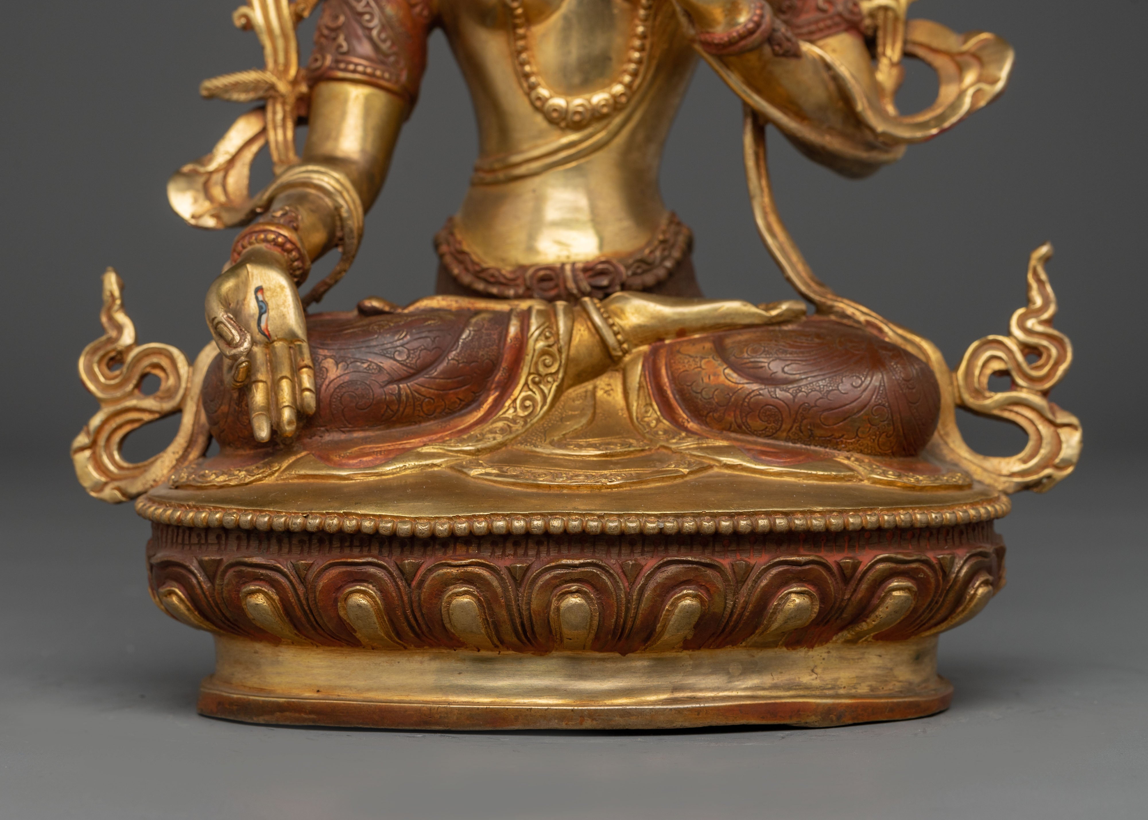 Himalayan Golden White Tara Statue: Divine Feminine Goddess