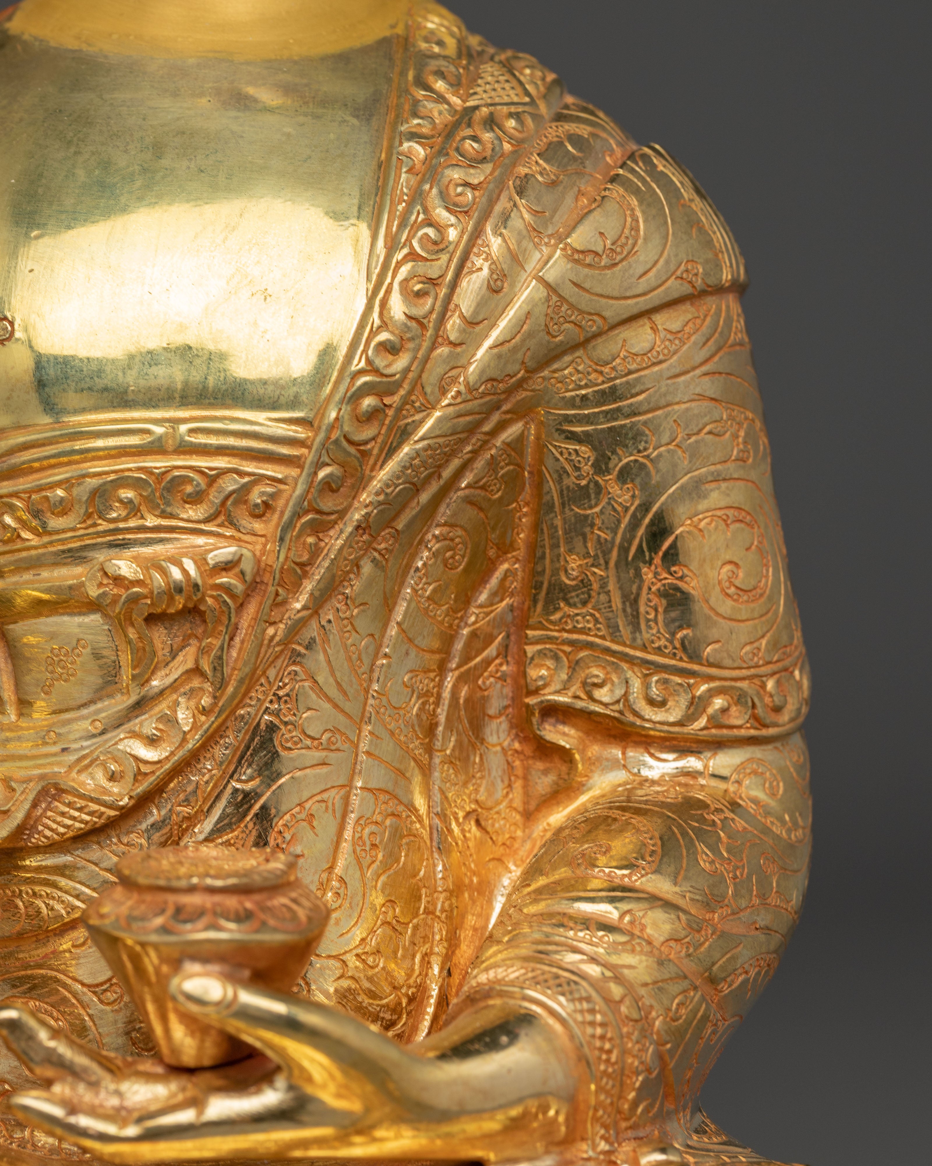 Tibetan Golden Shakyamuni Buddha Copper Sculpture