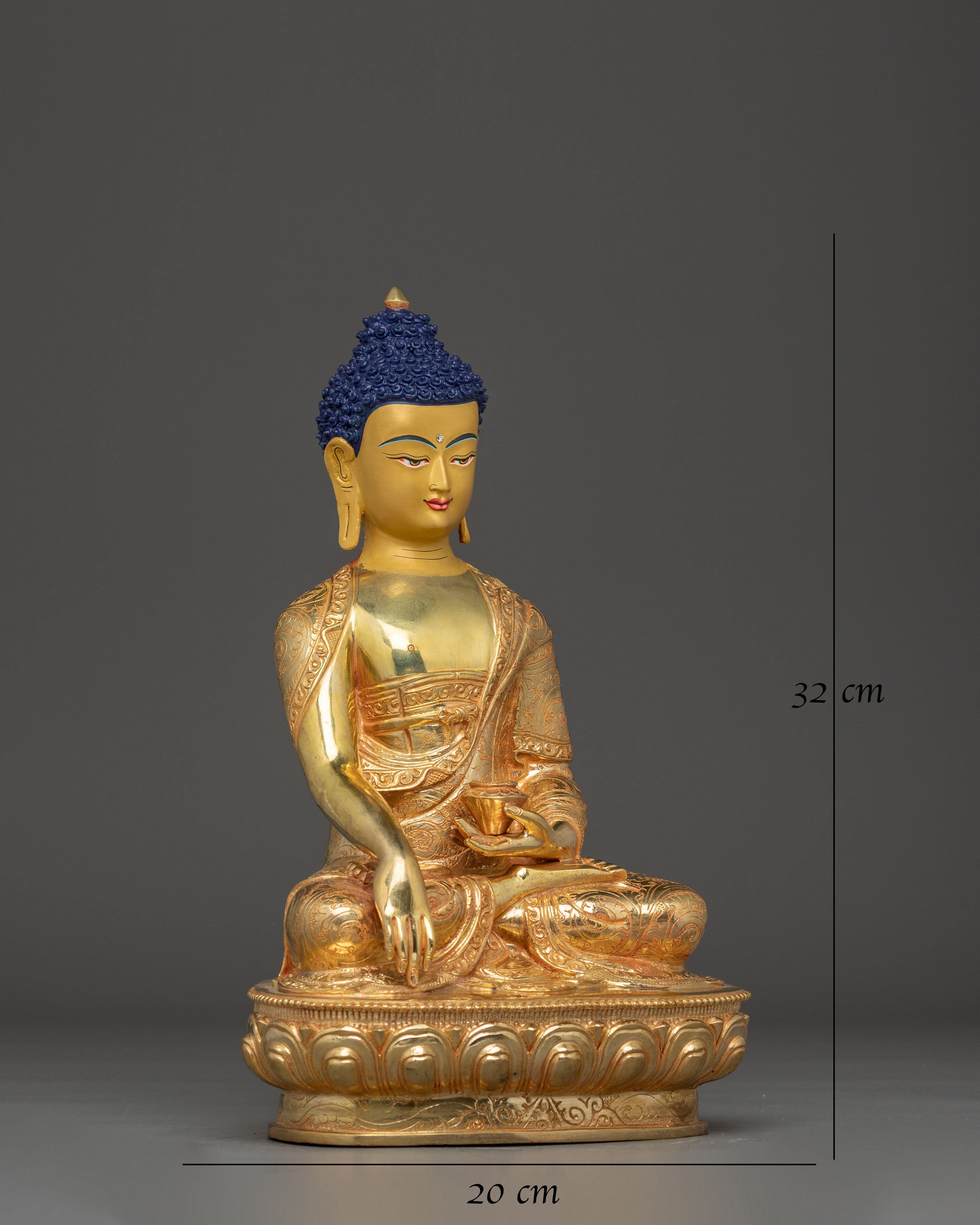 Tibetan Golden Shakyamuni Buddha Copper Sculpture