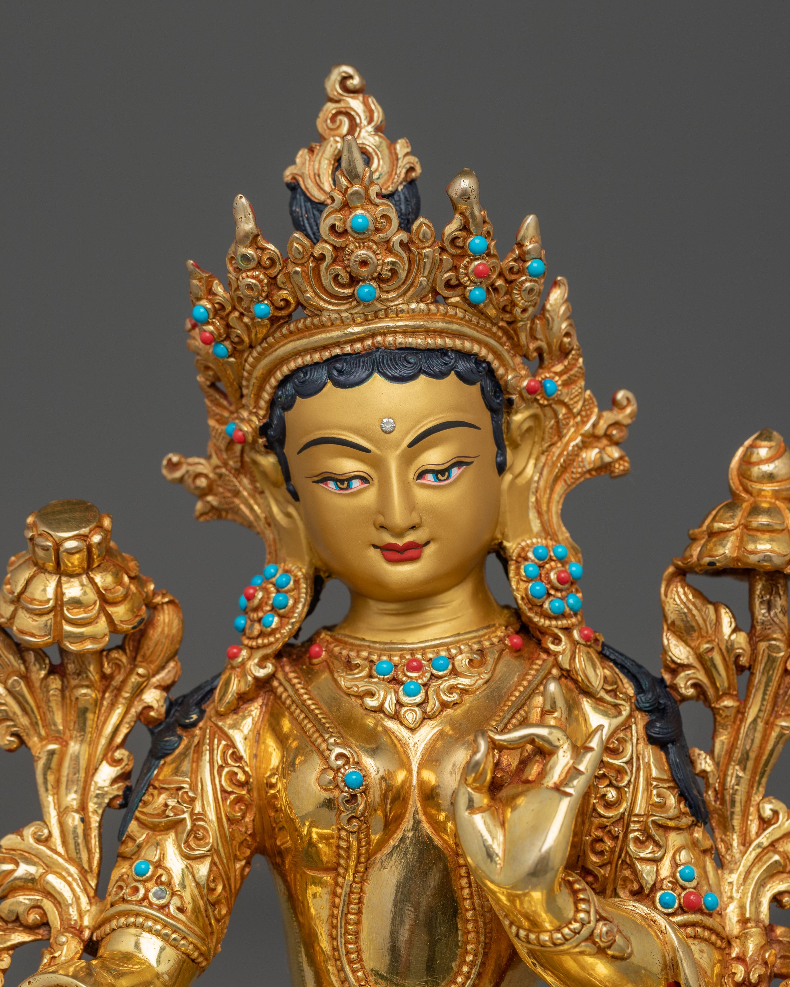 Green Tara Sculpture, Divine Icon - Nepali Crafted Himalayan Statue