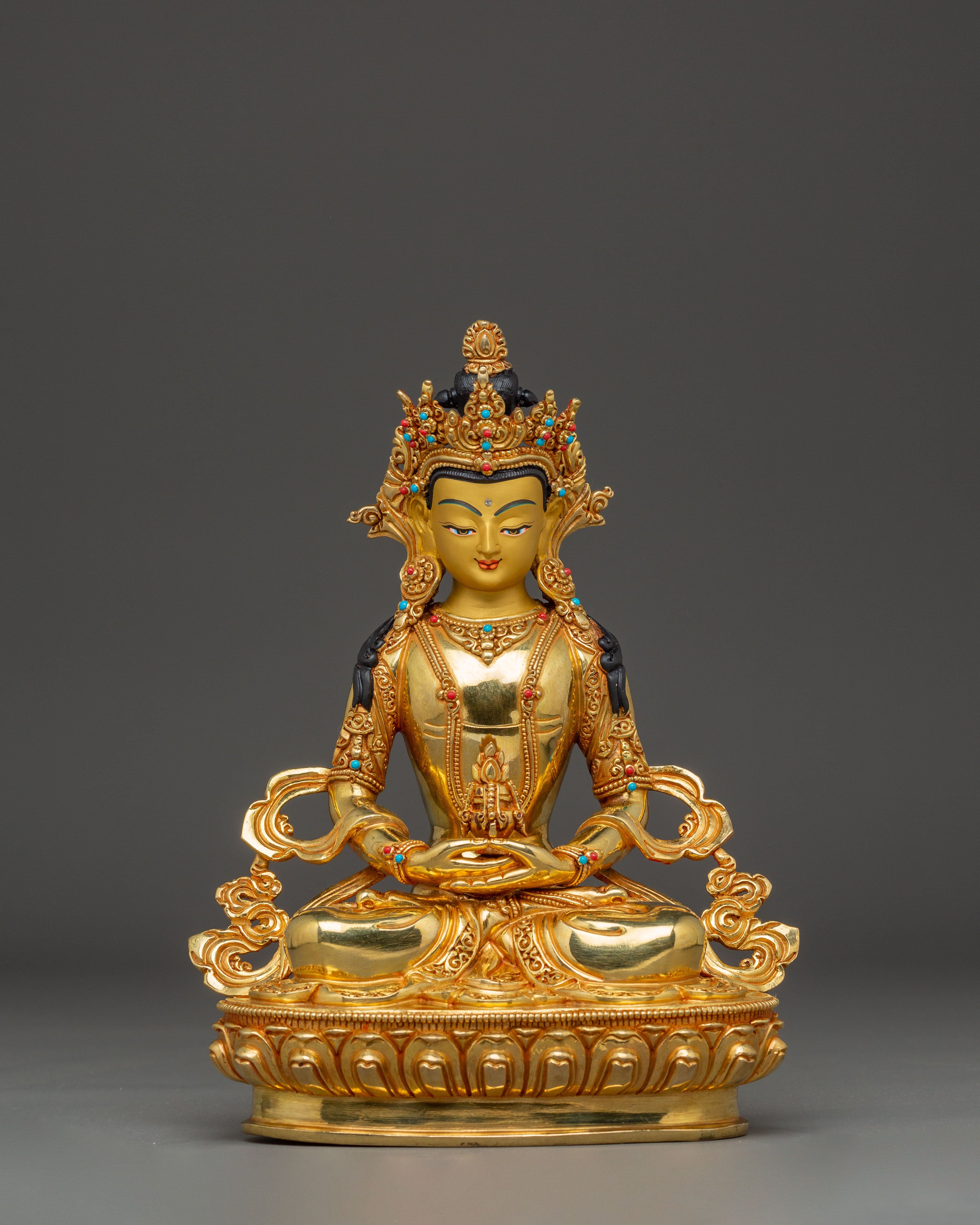 Golden Longevity Buddha Amitayus Handmade Statue