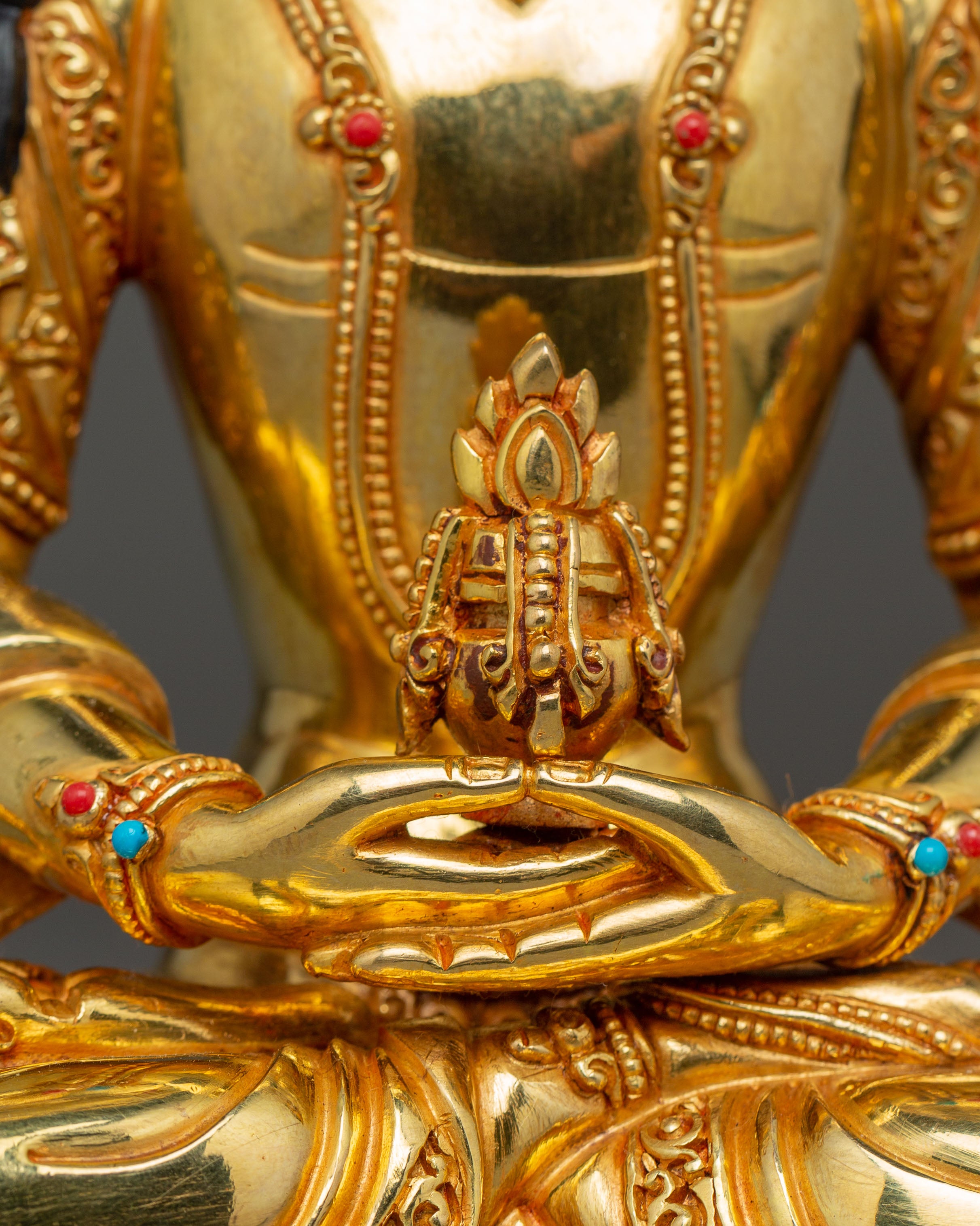 Golden Longevity Buddha Amitayus Handmade Statue