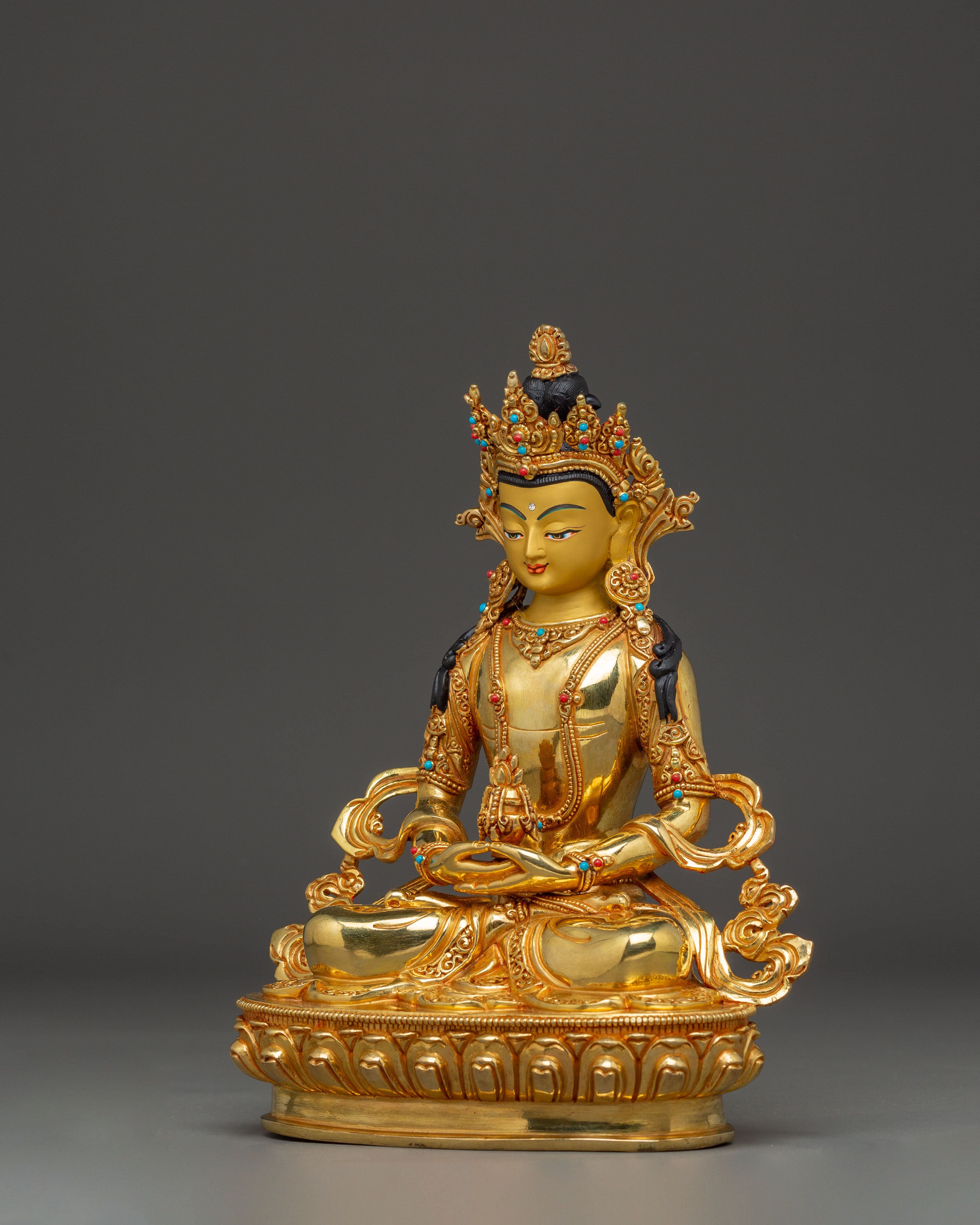 Golden Longevity Buddha Amitayus Handmade Statue