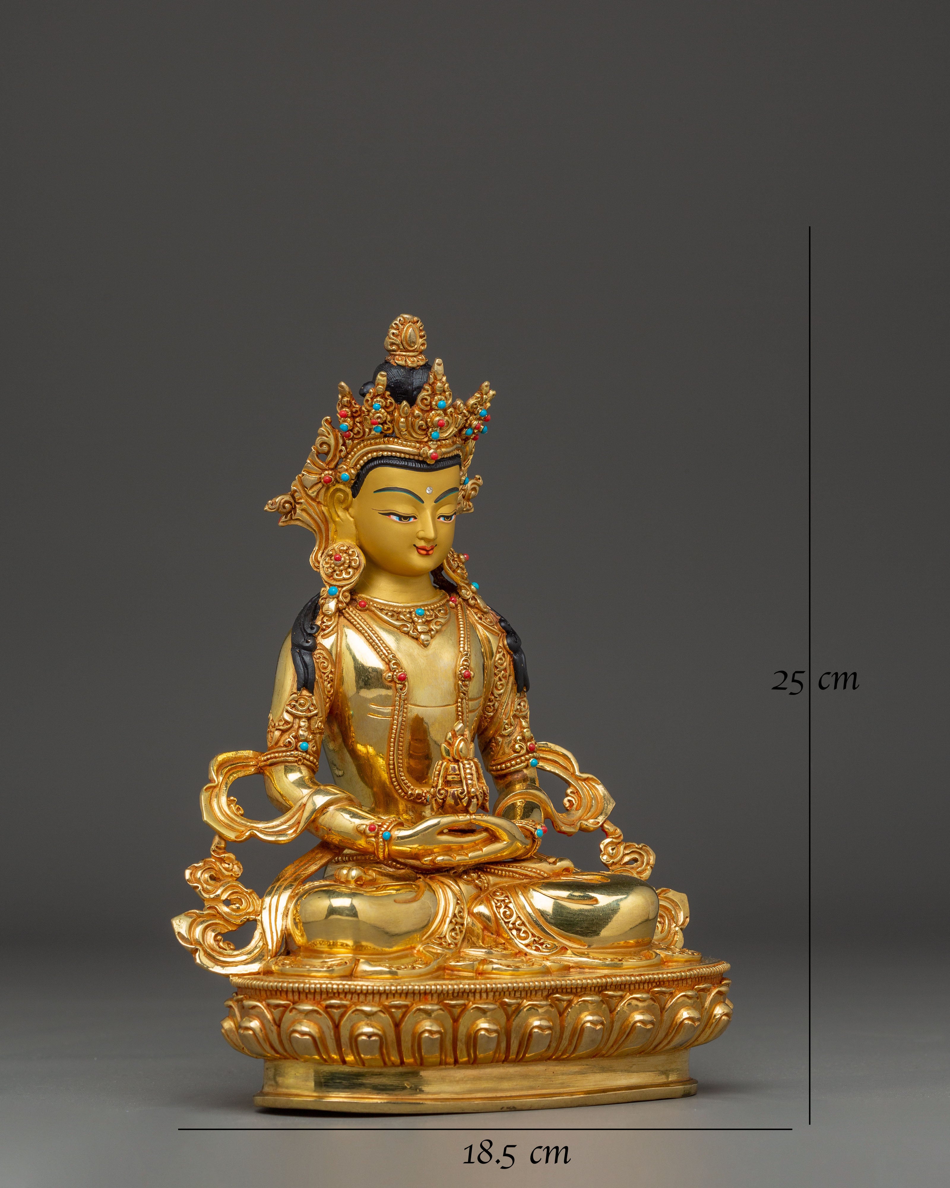 Golden Longevity Buddha Amitayus Handmade Statue