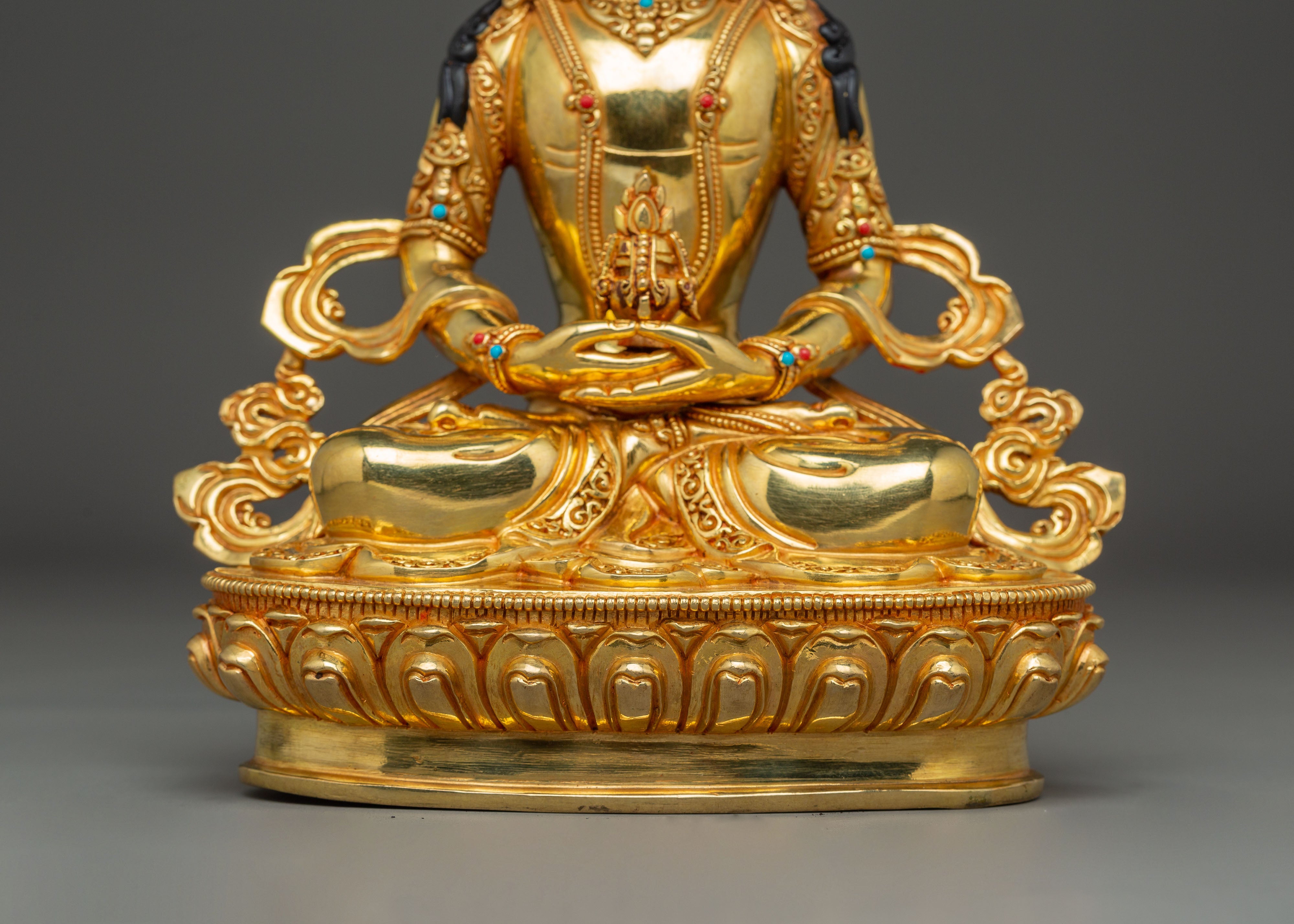 Golden Longevity Buddha Amitayus Handmade Statue