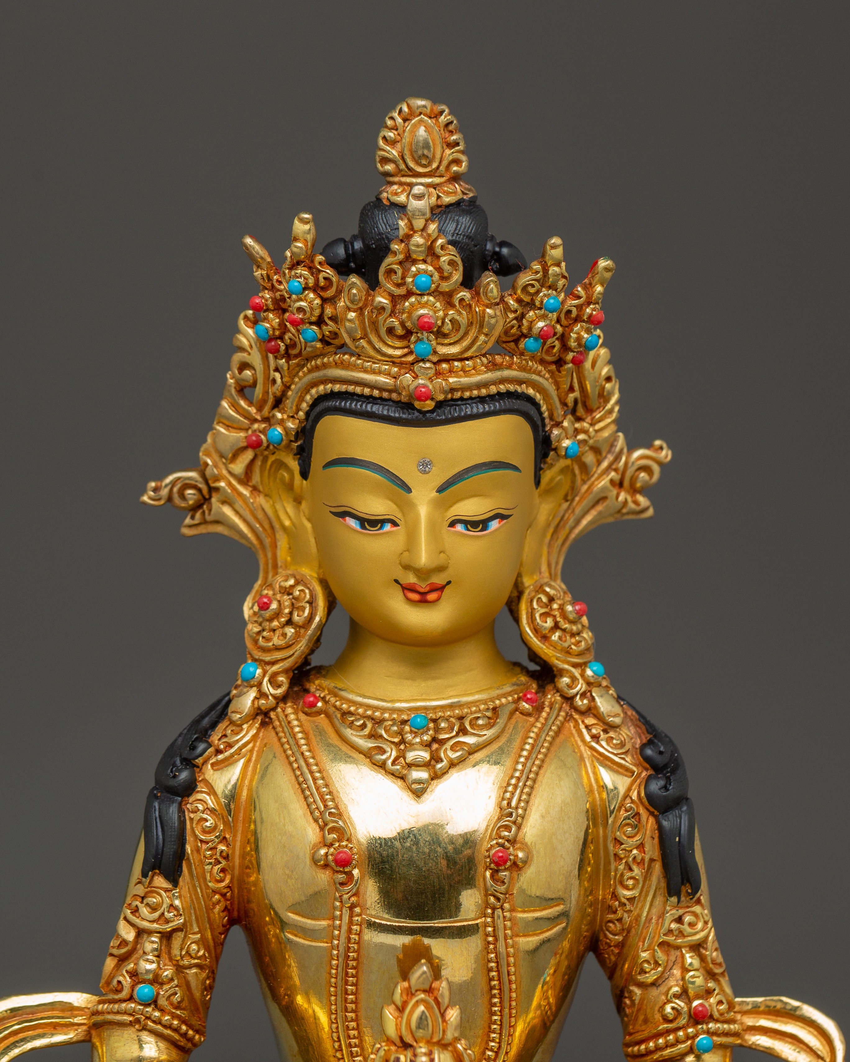 Golden Longevity Buddha Amitayus Handmade Statue