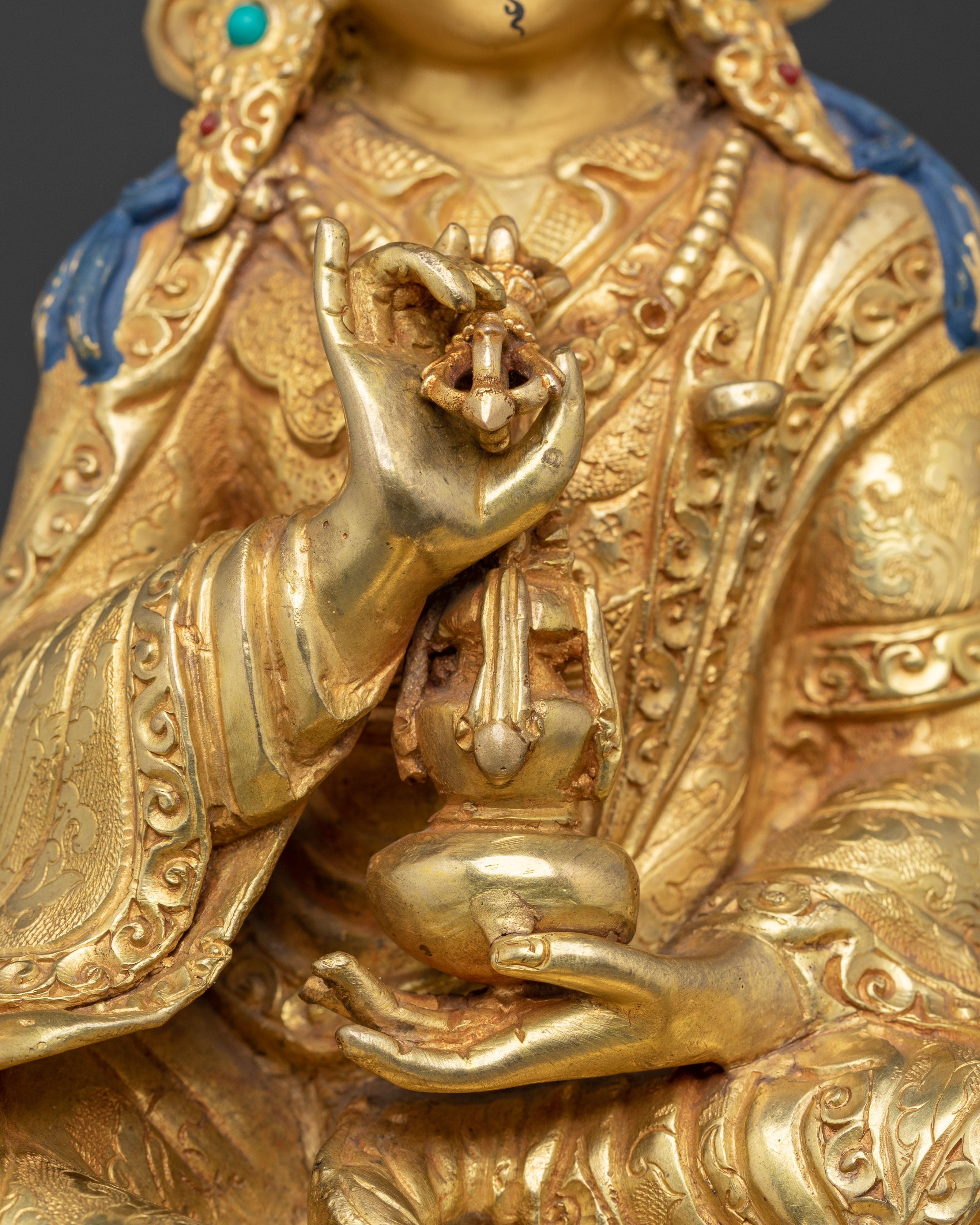 Golden Statue of Guru Tsyoke Dorje | Peaceful Form of Padmasambhava