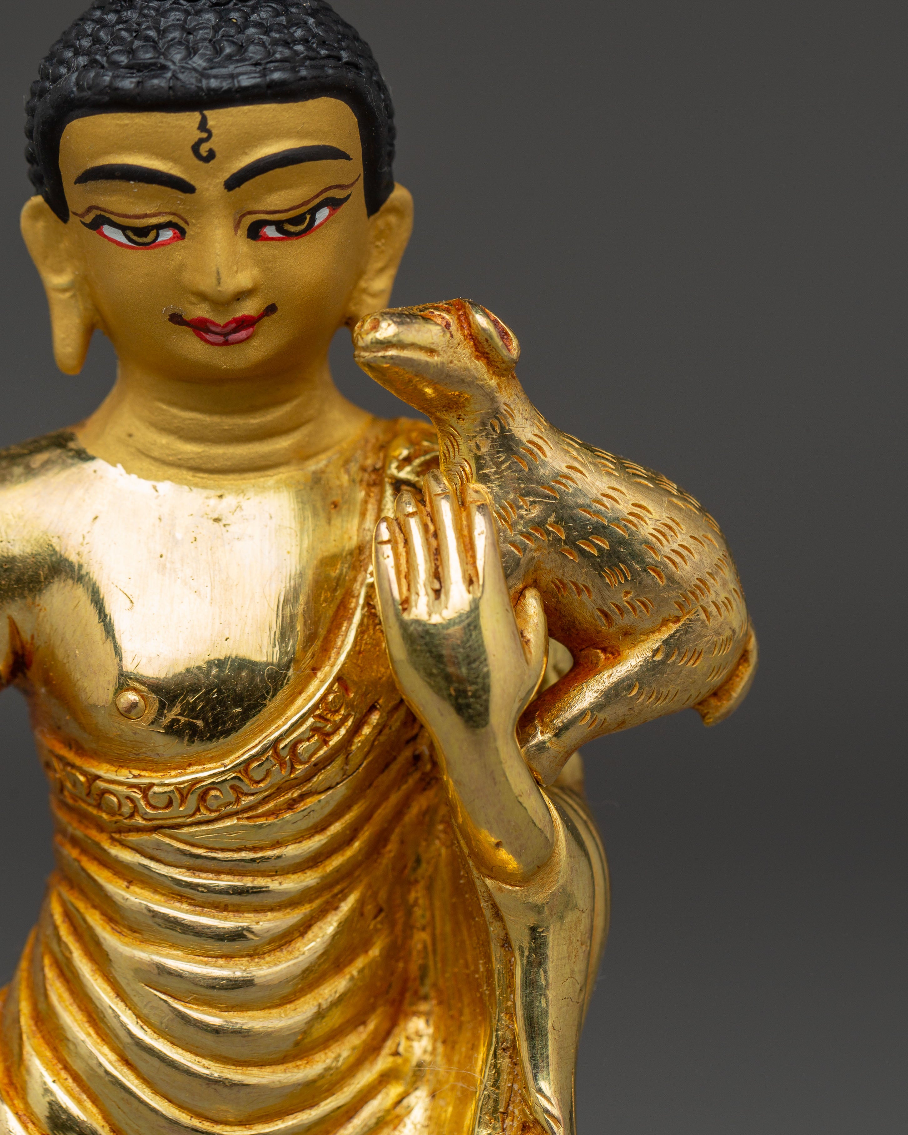Gautama Buddha 24K Gold Gilded Statue – Nepalese Copper Artwork