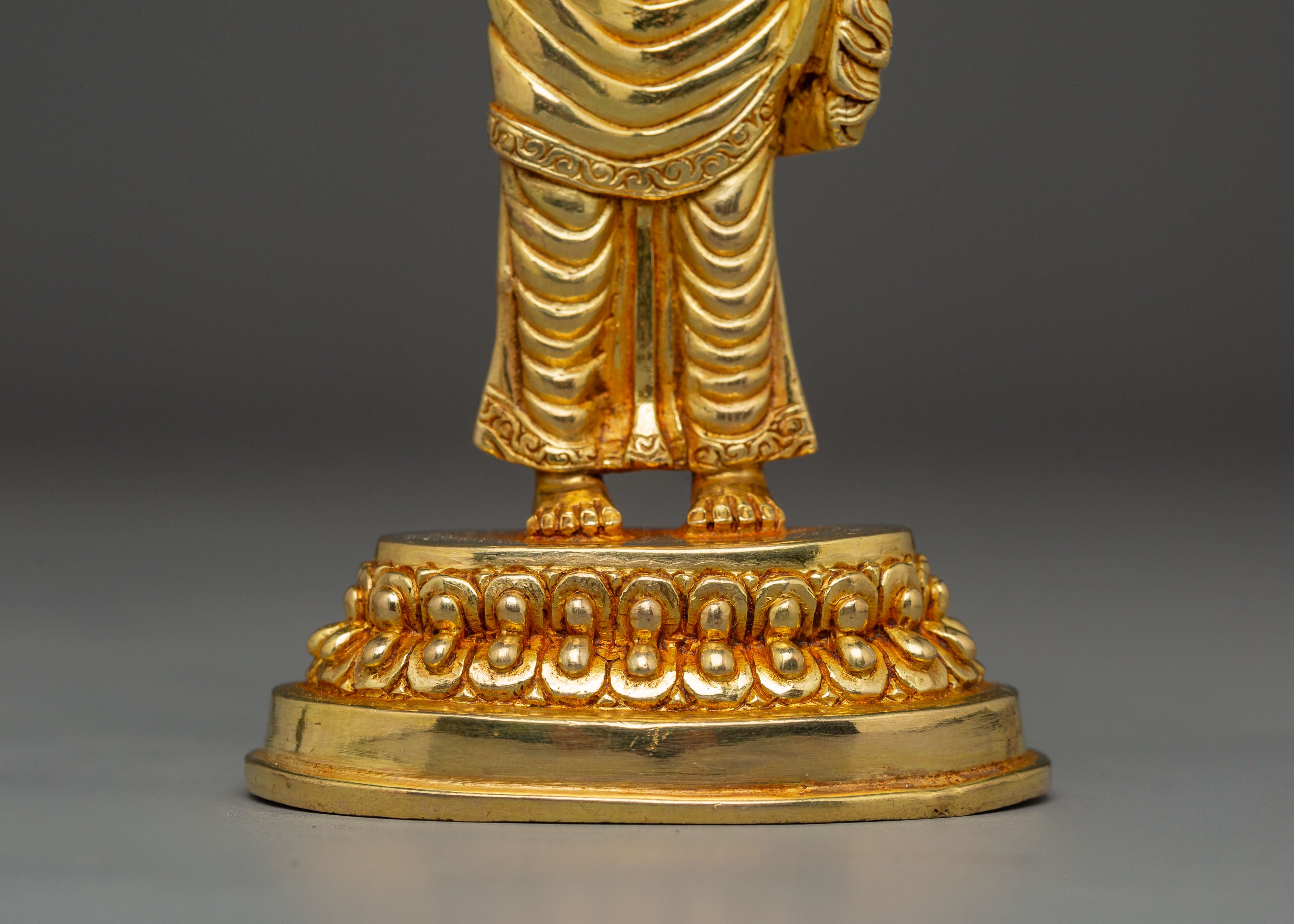 Gautama Buddha 24K Gold Gilded Statue – Nepalese Copper Artwork